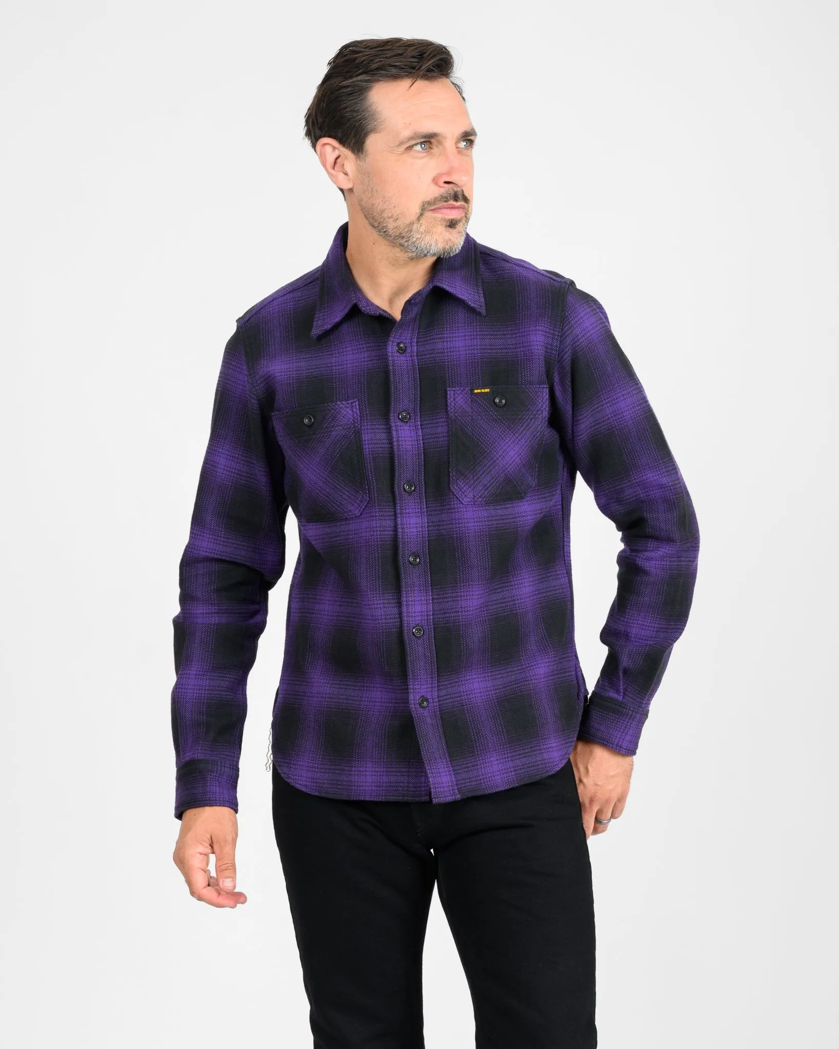 Ultra Heavy Flannel Ombré Check Work Shirt - Purple/Black sold by Iron Heart product image thumbnail 2