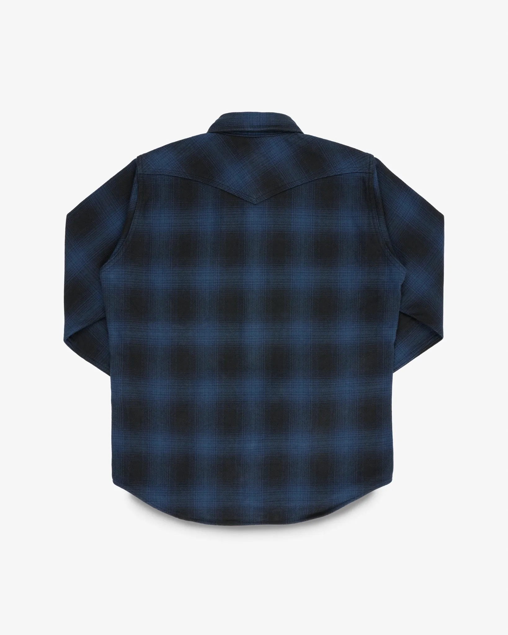 Ultra Heavy Flannel Ombré Check Western Shirt - Navy/Black sold by Iron Heart product image thumbnail 5