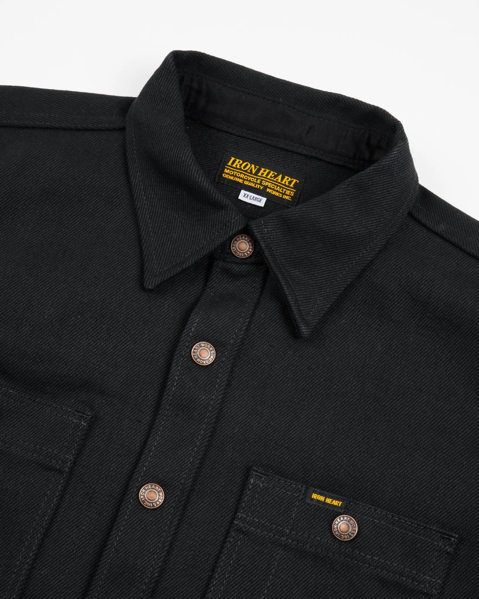 21oz Selvedge Denim CPO Work Shirt - "The UnTucked" - Superblack Non-Fade sold by Iron Heart product image thumbnail 2
