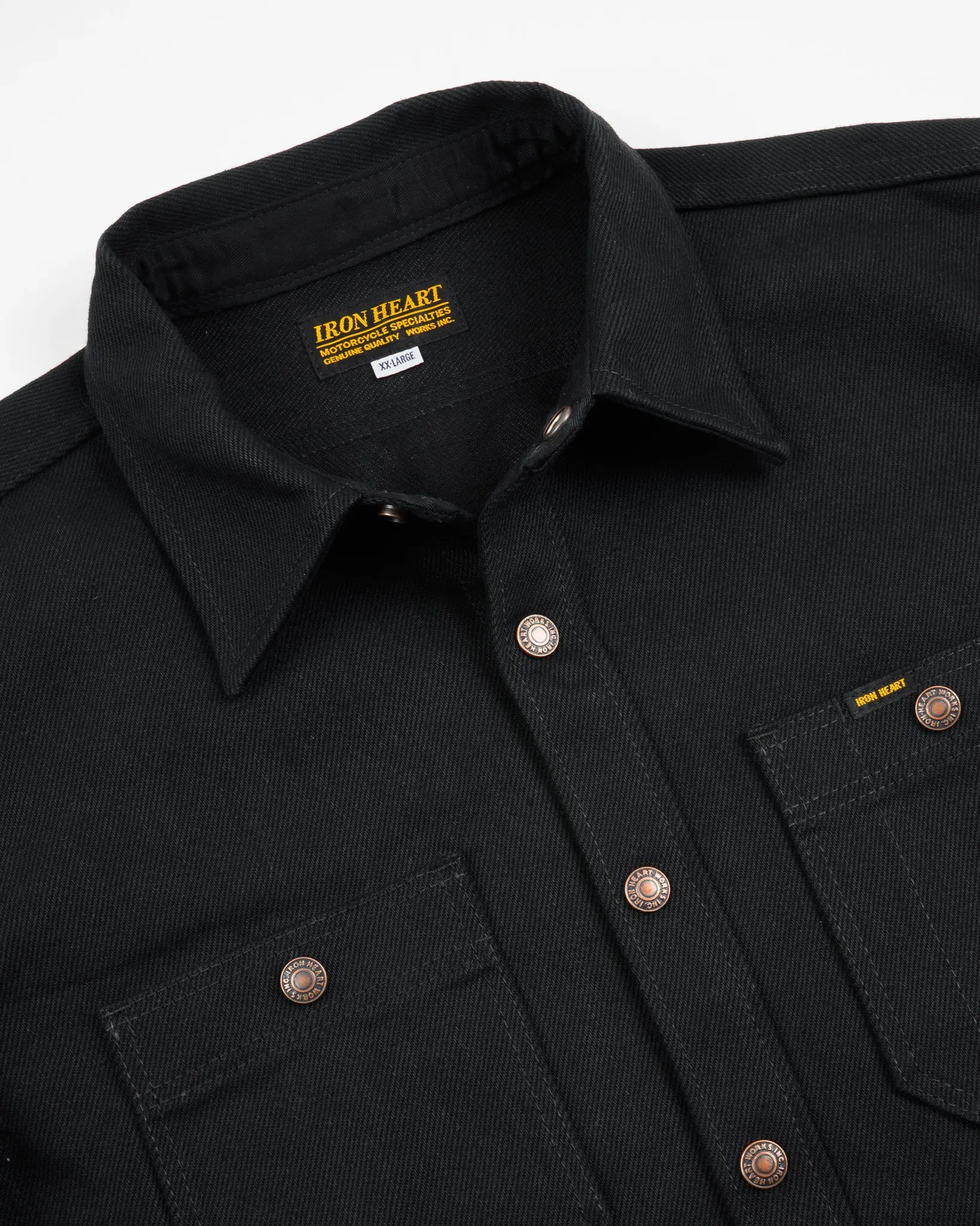 21oz Selvedge Denim CPO Work Shirt - "The UnTucked" - Superblack Non-Fade sold by Iron Heart product image thumbnail 4