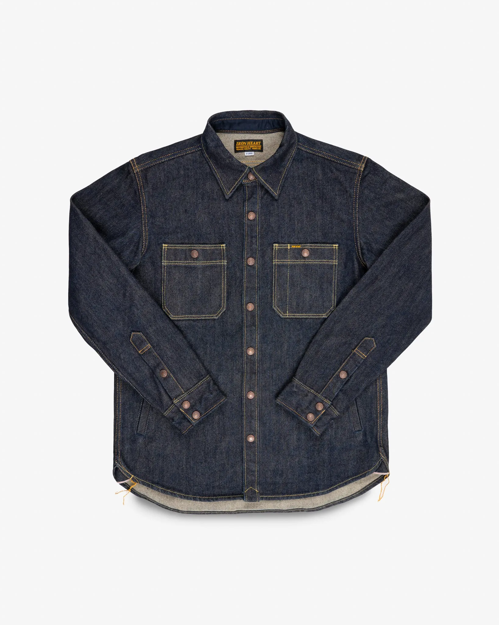 21oz Selvedge Denim CPO Work Shirt - "The UnTucked" - Indigo sold by Iron Heart