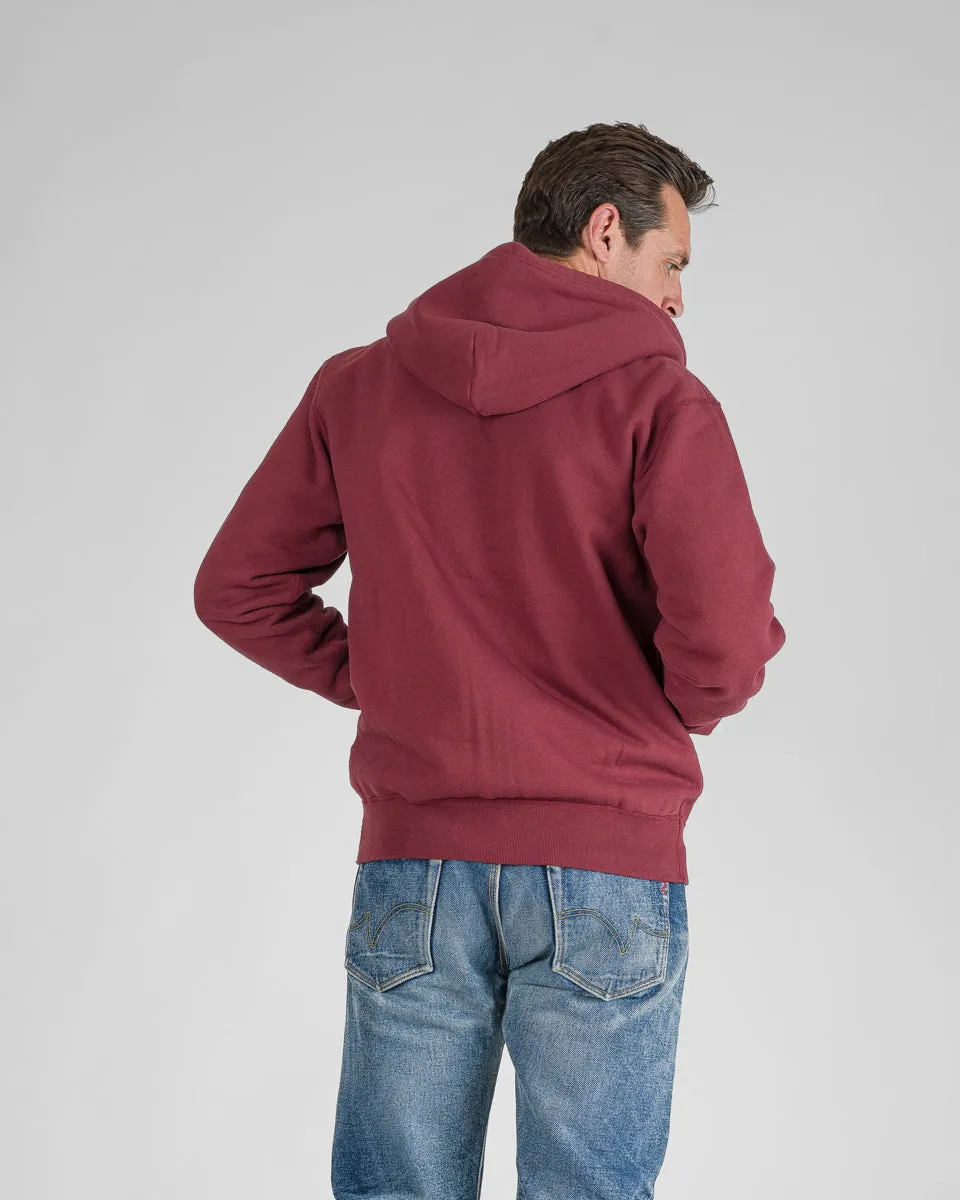 14oz Ultra Heavyweight Loopwheel Cotton Zip Up Hoodie - Burgundy sold by Iron Heart product image thumbnail 3