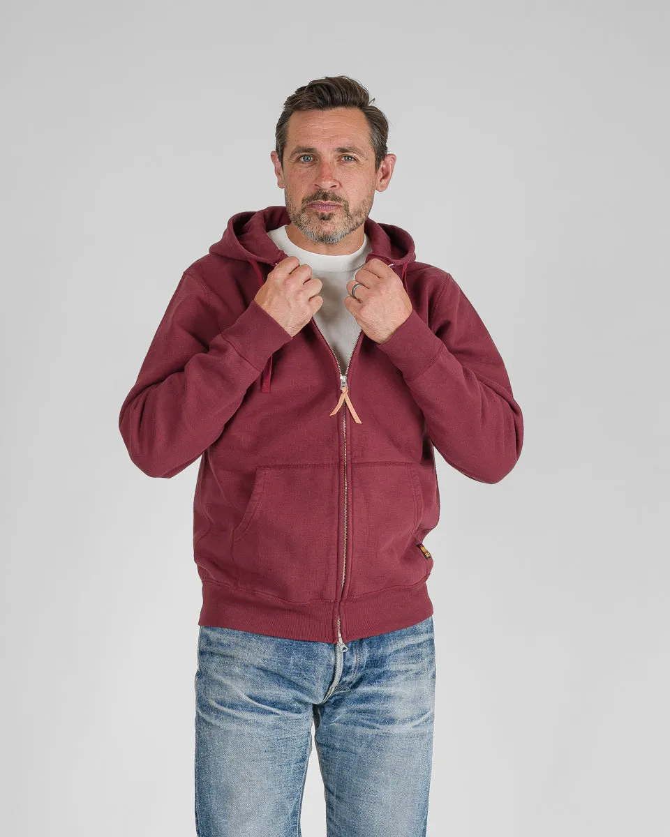14oz Ultra Heavyweight Loopwheel Cotton Zip Up Hoodie - Burgundy sold by Iron Heart product image thumbnail 2