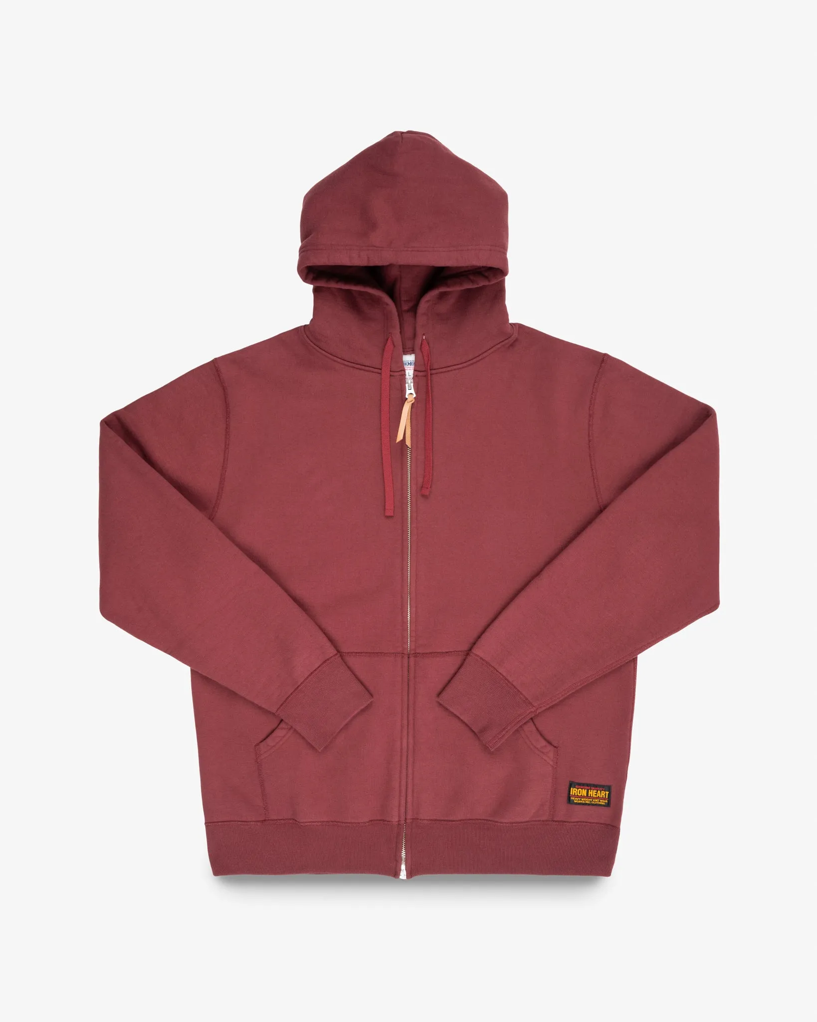 14oz Ultra Heavyweight Loopwheel Cotton Zip Up Hoodie - Burgundy sold by Iron Heart
