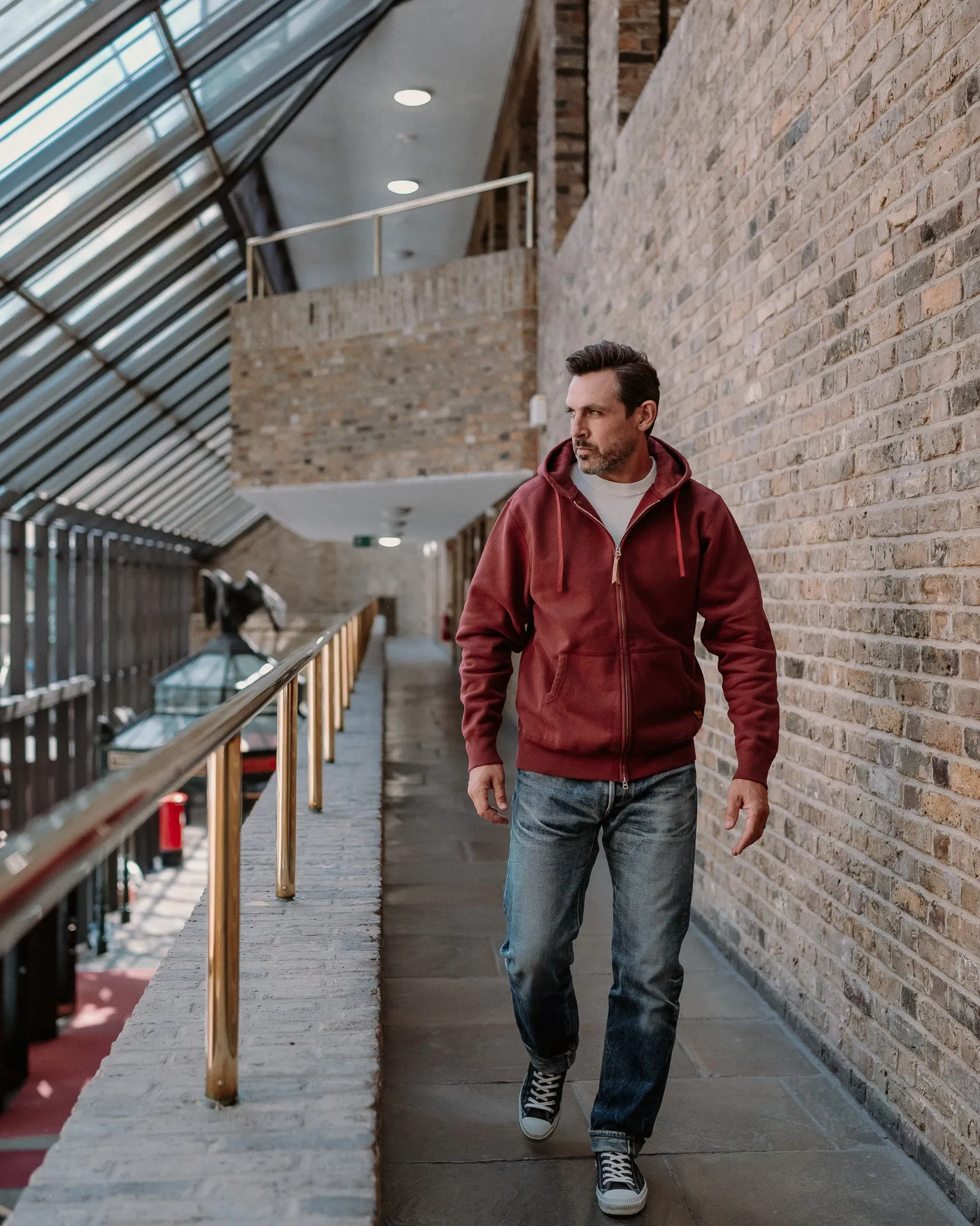 14oz Ultra Heavyweight Loopwheel Cotton Zip Up Hoodie - Burgundy sold by Iron Heart product image thumbnail 4