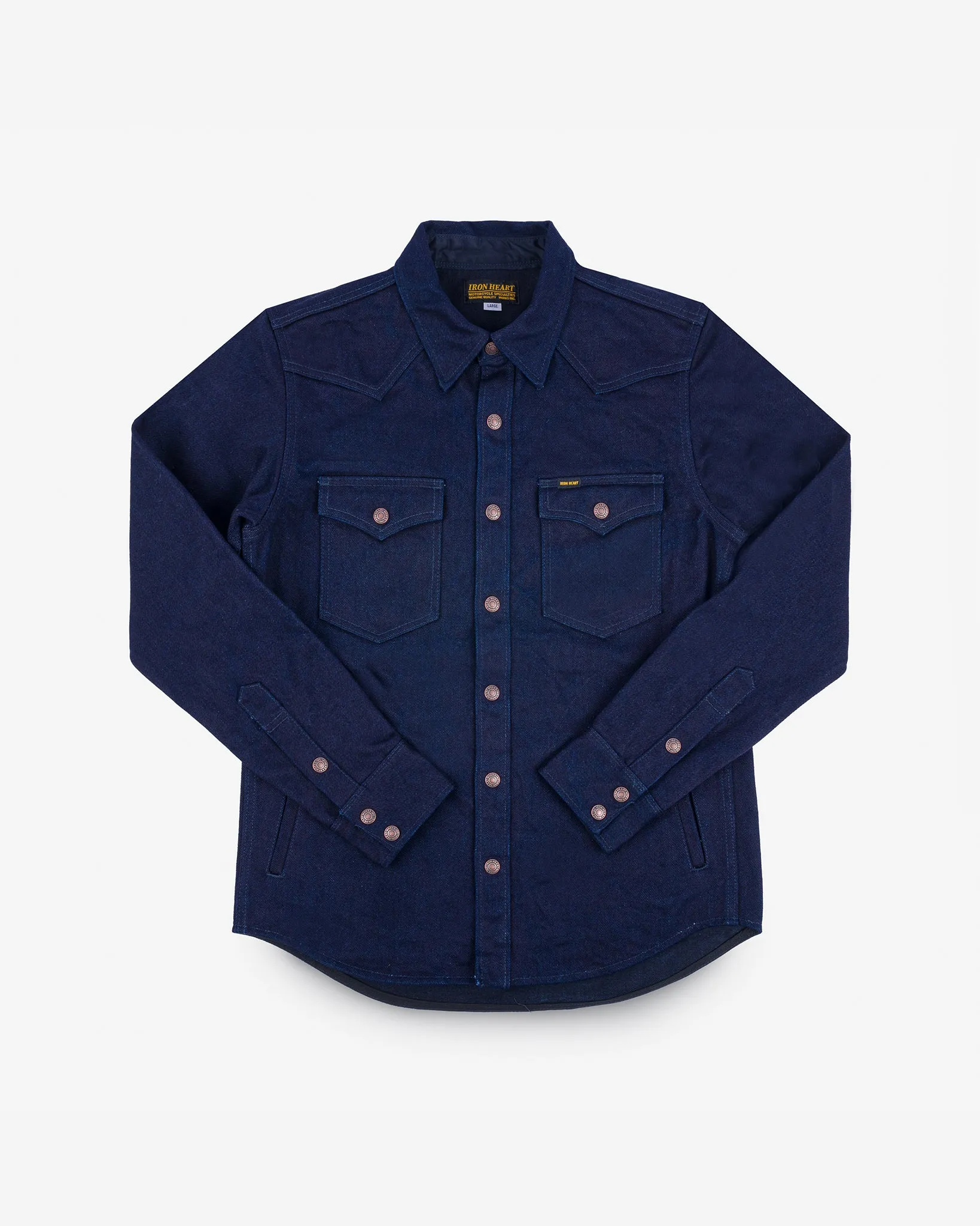 19oz Selvedge Denim CPO Shirt - Indigo/Black sold by Iron Heart