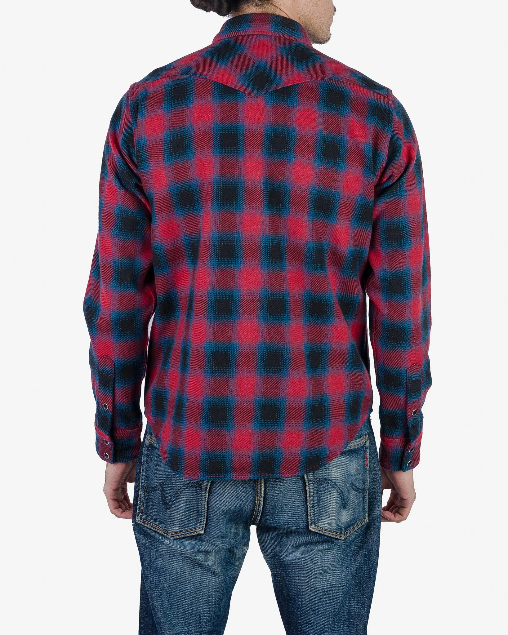 Ultra Heavy Flannel Ombré Check Western Shirt - Red sold by Iron Heart product image thumbnail 3