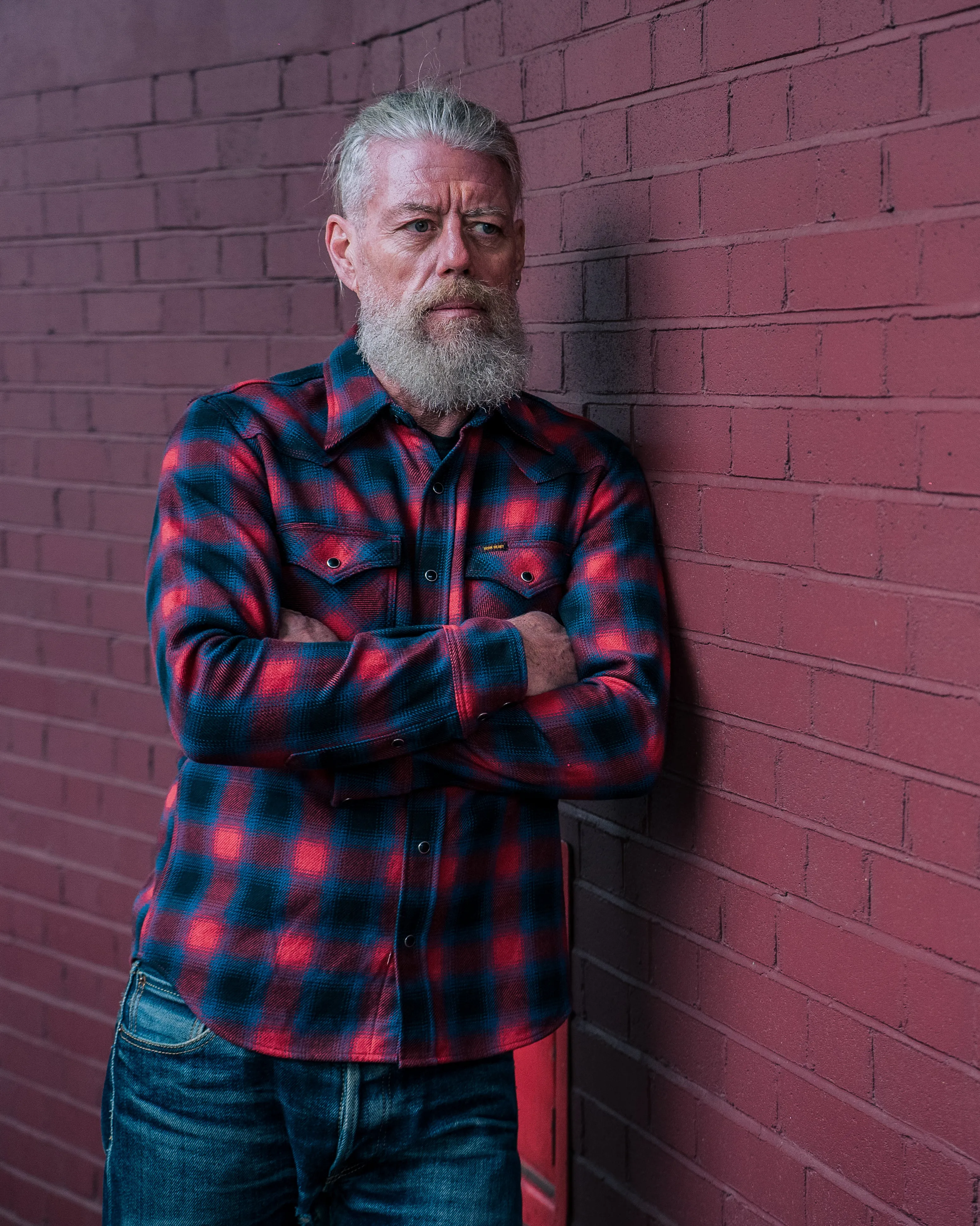 Ultra Heavy Flannel Ombré Check Western Shirt - Red sold by Iron Heart product image thumbnail 4