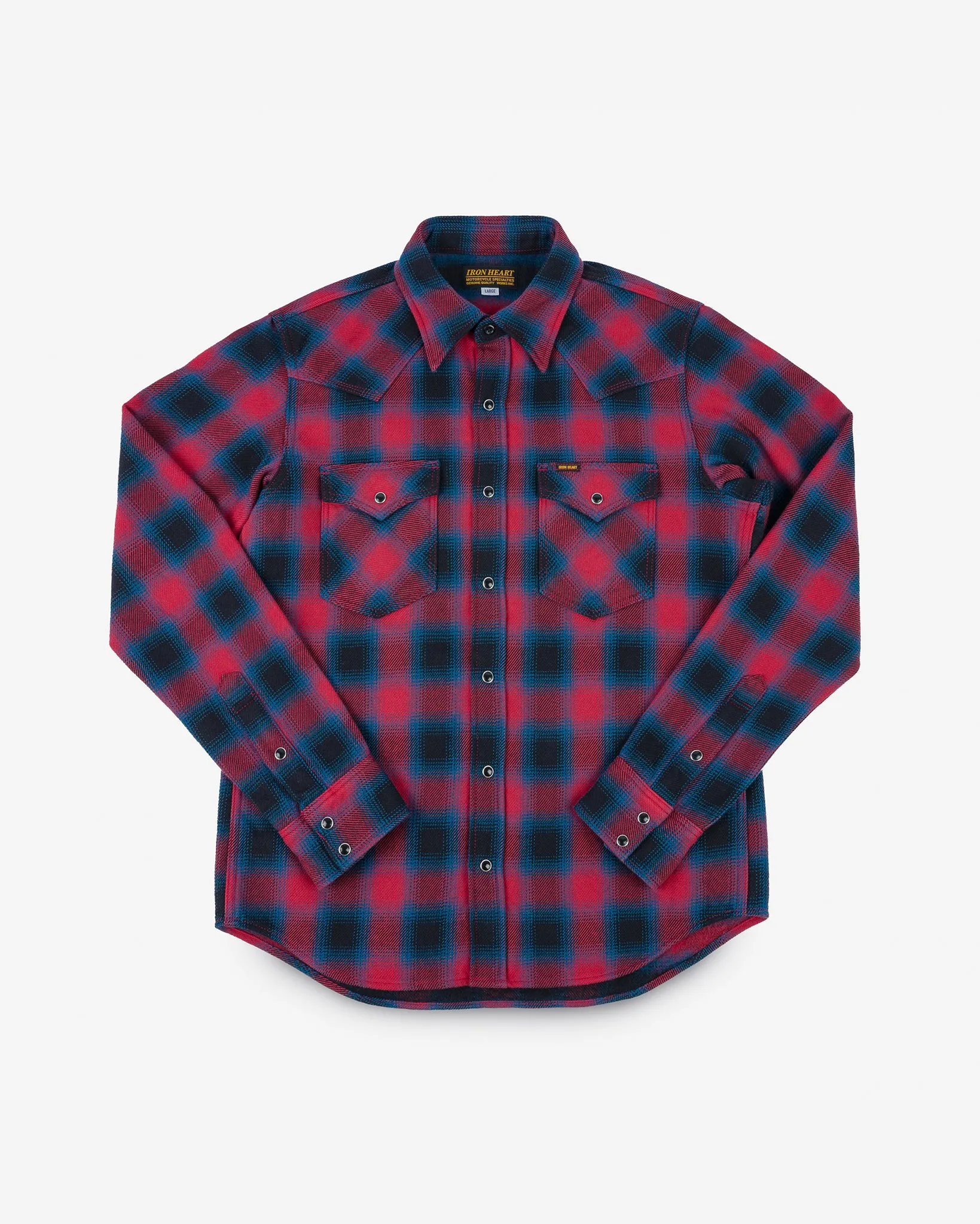Ultra Heavy Flannel Ombré Check Western Shirt - Red sold by Iron Heart