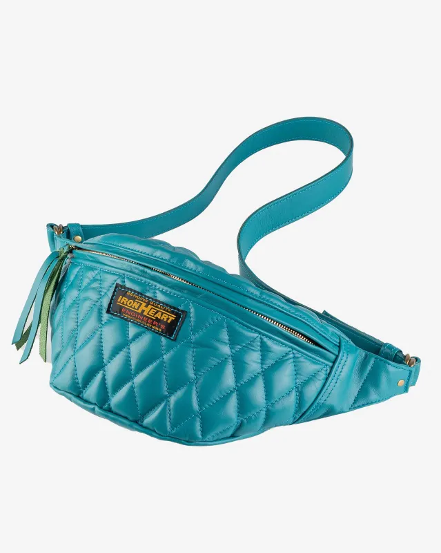 Diamond Stitched Leather Waist Bag - Blue sold by Iron Heart