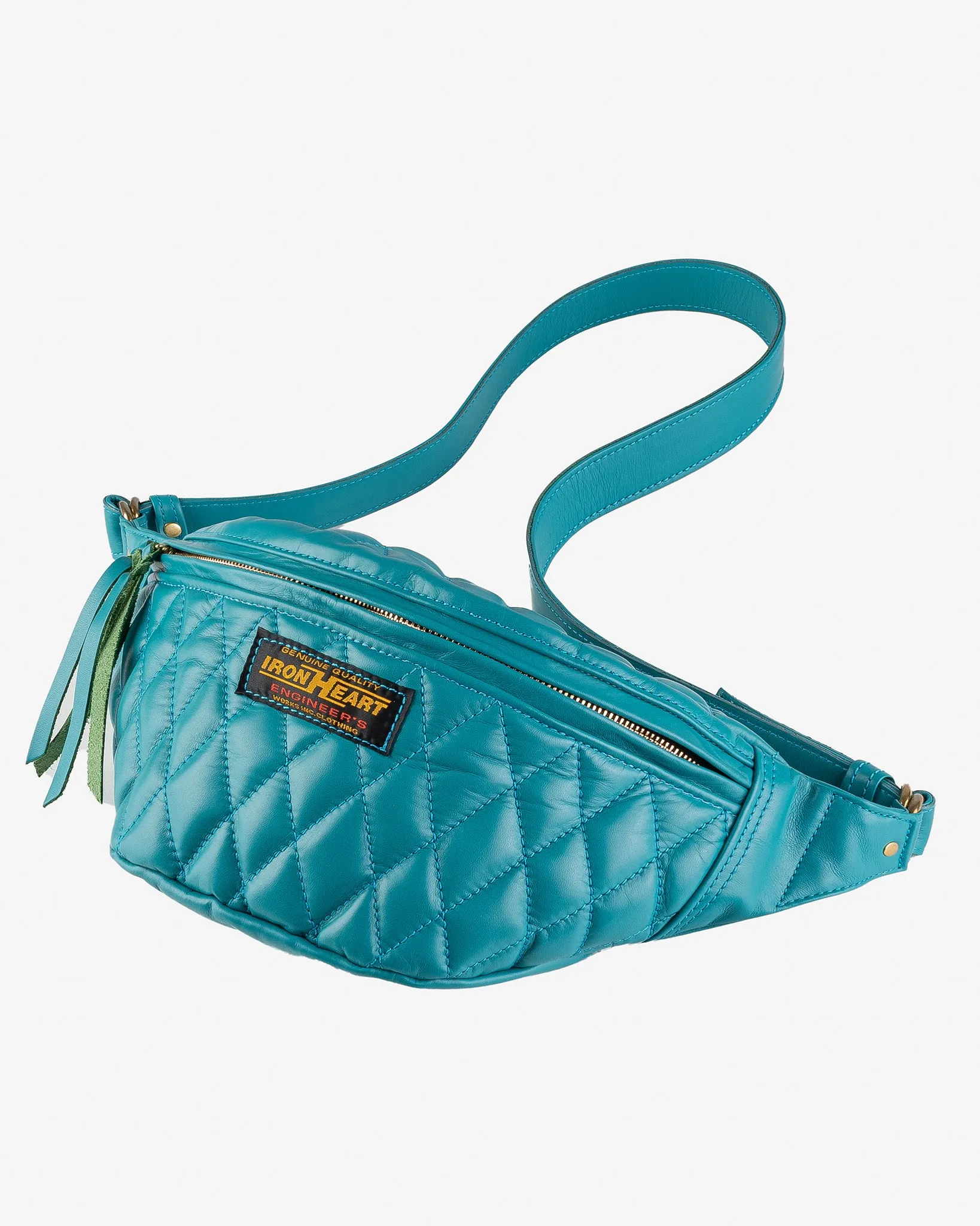 Diamond Stitched Leather Waist Bag - Blue sold by Iron Heart