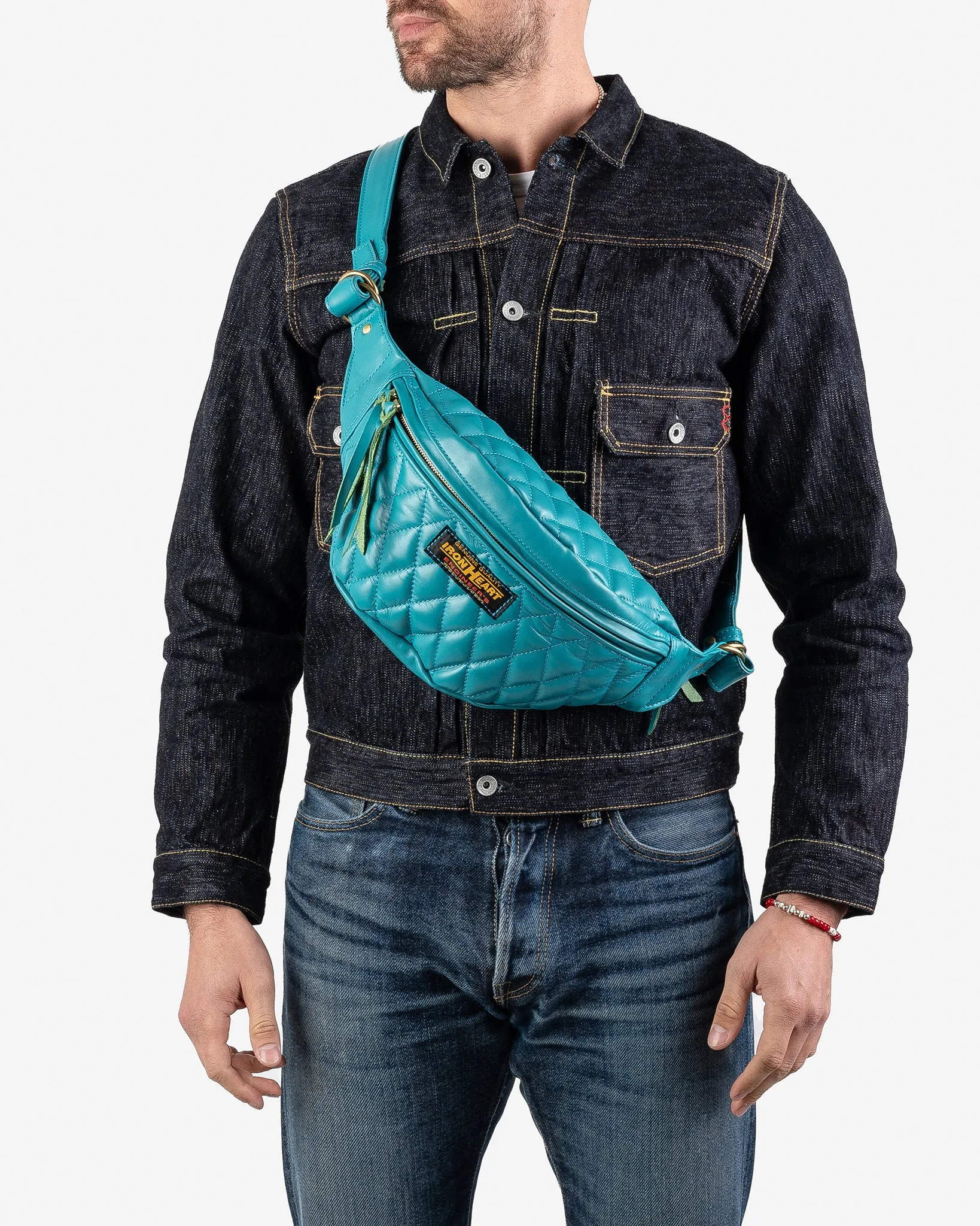 Diamond Stitched Leather Waist Bag - Blue sold by Iron Heart product image thumbnail 3