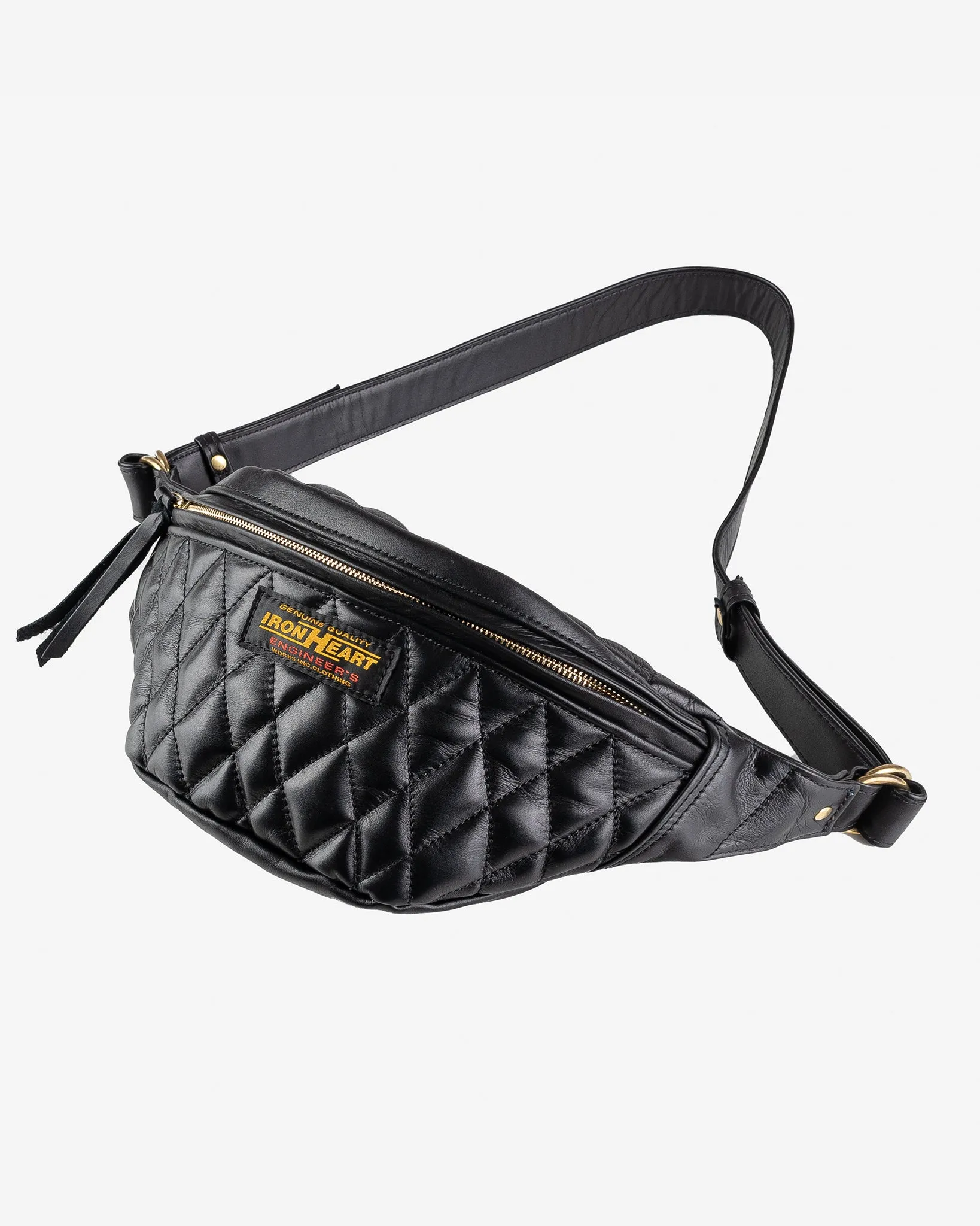 Diamond Stitched Leather Waist Bag - Black sold by Iron Heart