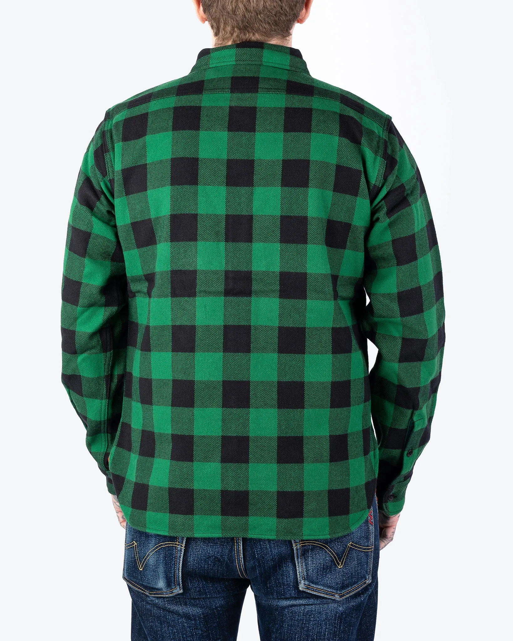 Ultra Heavy Flannel Buffalo Check Work Shirt - Green/Black sold by Iron Heart product image thumbnail 3