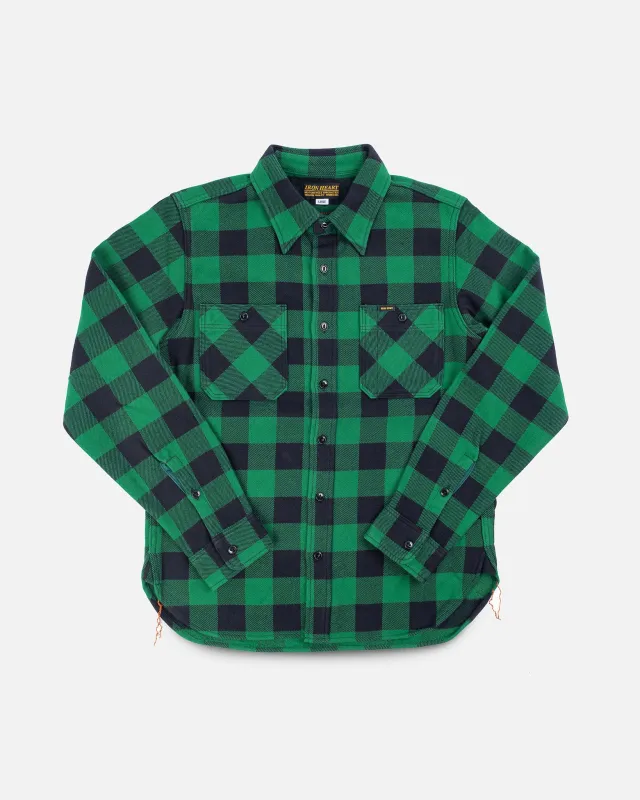 Ultra Heavy Flannel Buffalo Check Work Shirt - Green/Black made by Iron Heart
