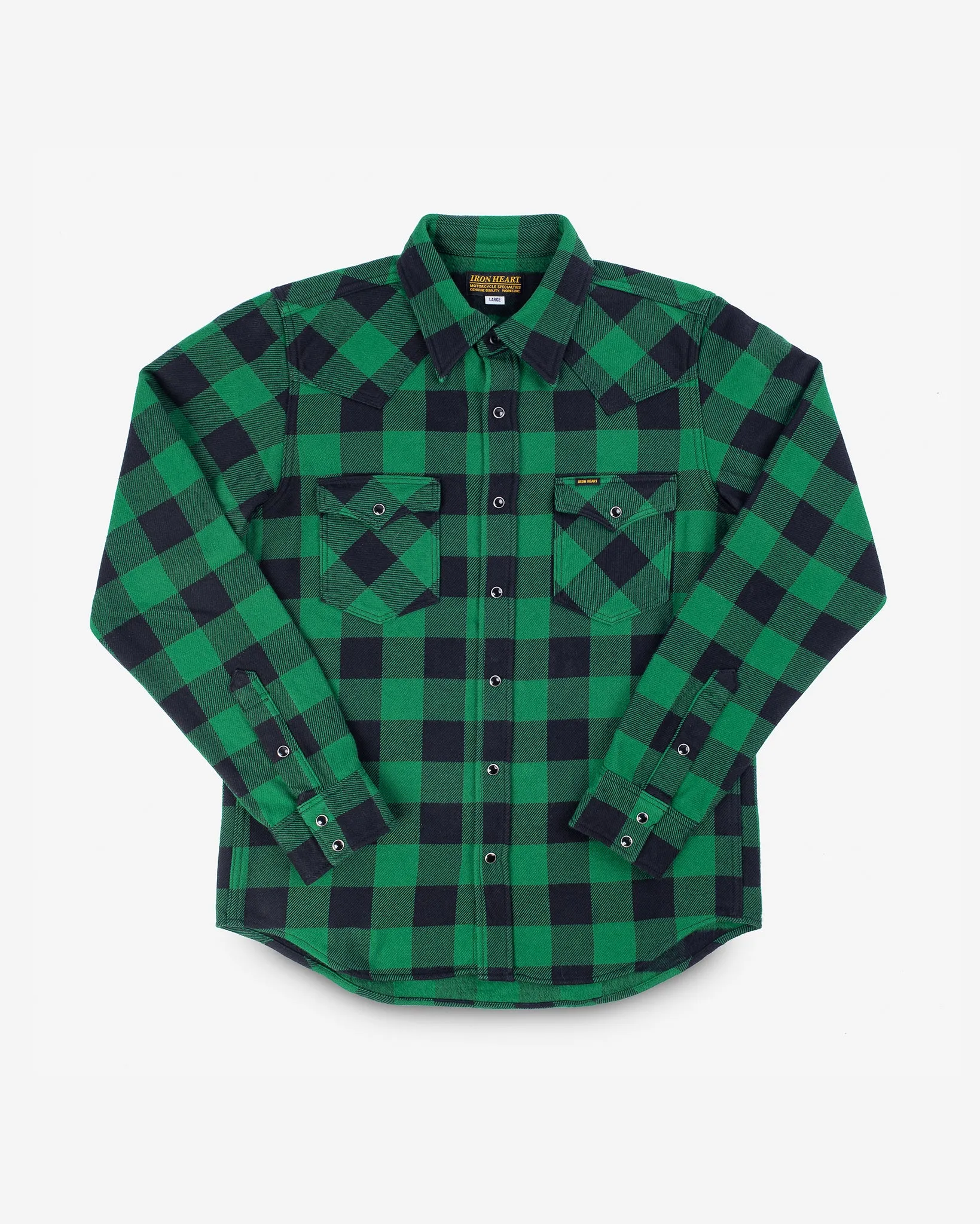 Ultra Heavy Flannel Buffalo Check Western Shirt - Green/Black sold by Iron Heart