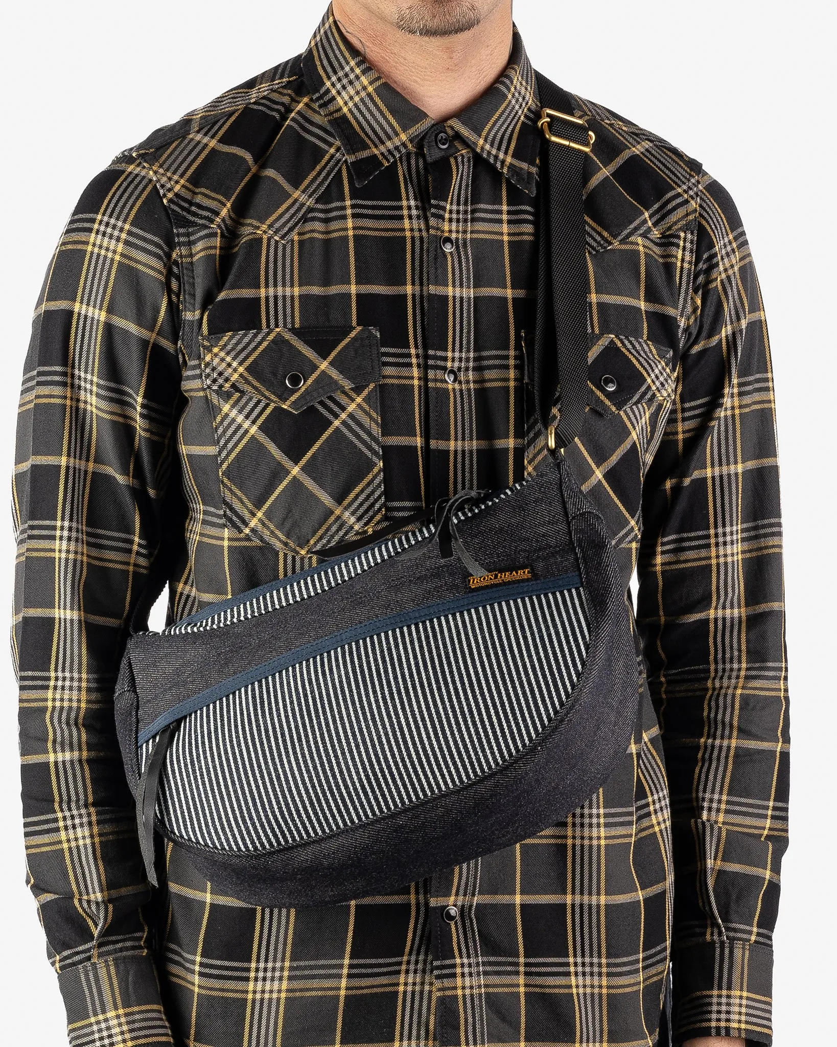 12oz Hickory Stripe Small Shoulder Bag - Indigo sold by Iron Heart product image thumbnail 2