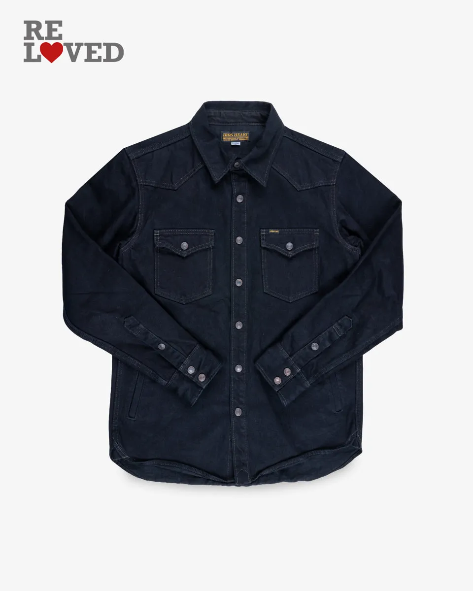 18oz Vintage Selvedge Denim CPO Shirt - Indigo Overdyed Black (IHSH-293-OD) Size XL sold by Iron Heart