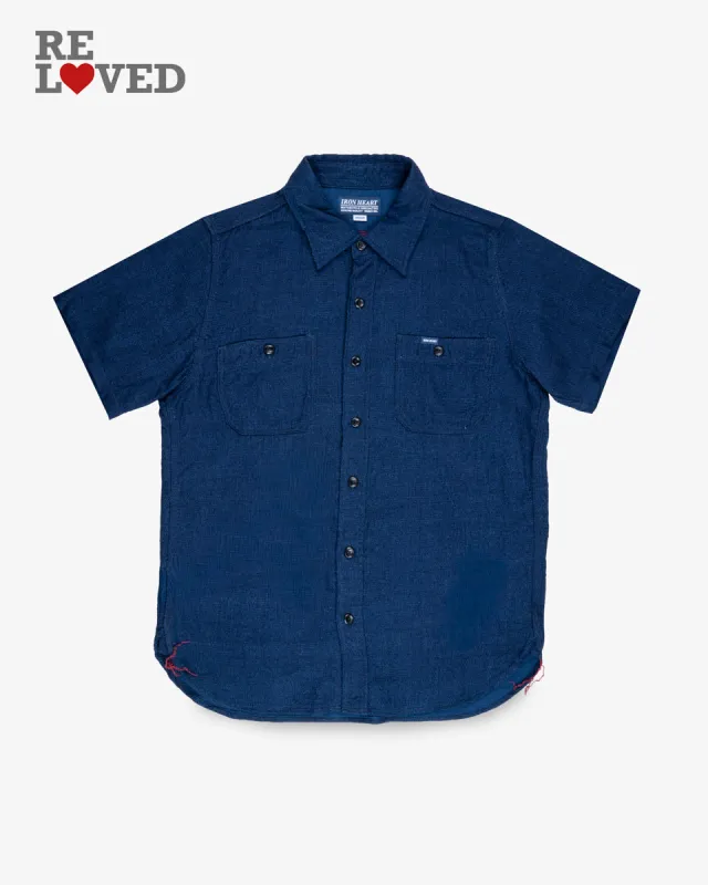 5oz Double Gauze Short Sleeved Work Shirt - Indigo (IHSH-417-IND) Size Medium made by Iron Heart