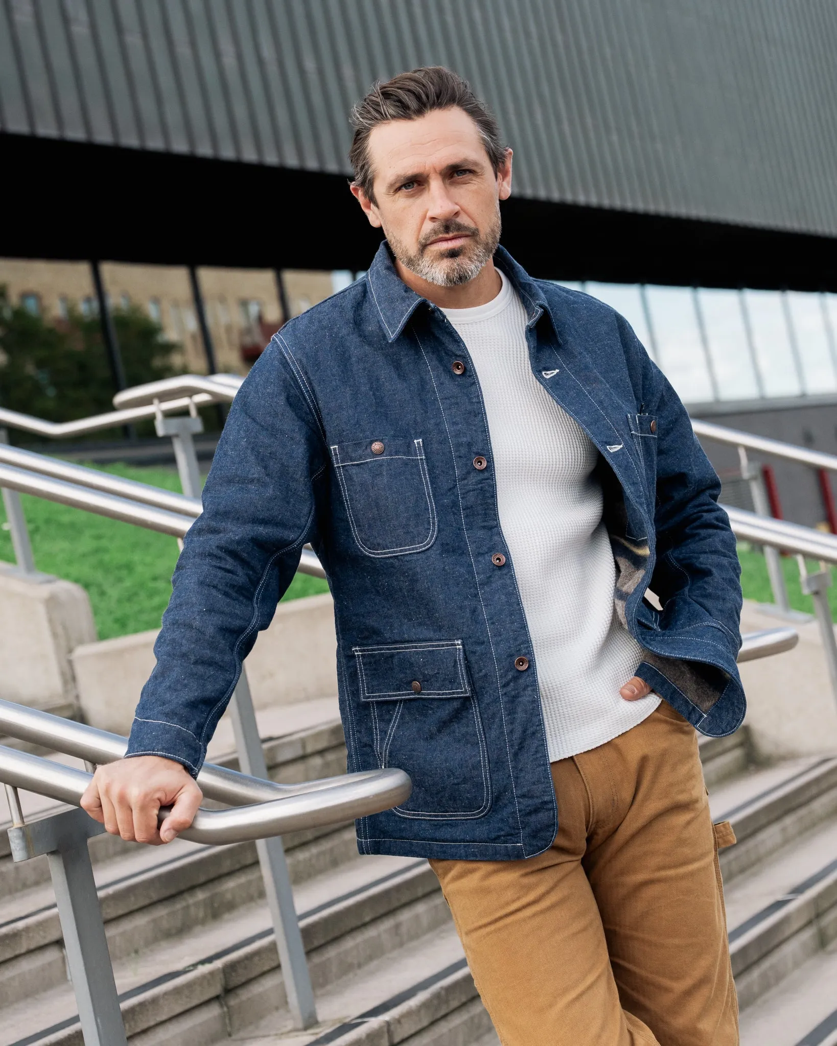 10oz Selvedge Denim Blanket Lined Chore Jacket - Indigo sold by Iron Heart product image thumbnail 4