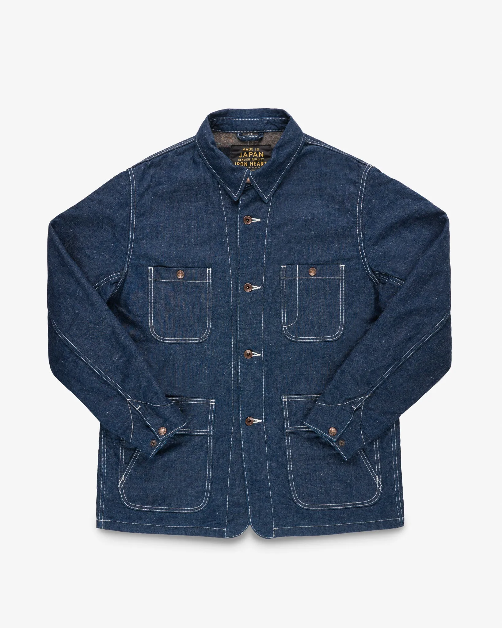 10oz Selvedge Denim Blanket Lined Chore Jacket - Indigo sold by Iron Heart