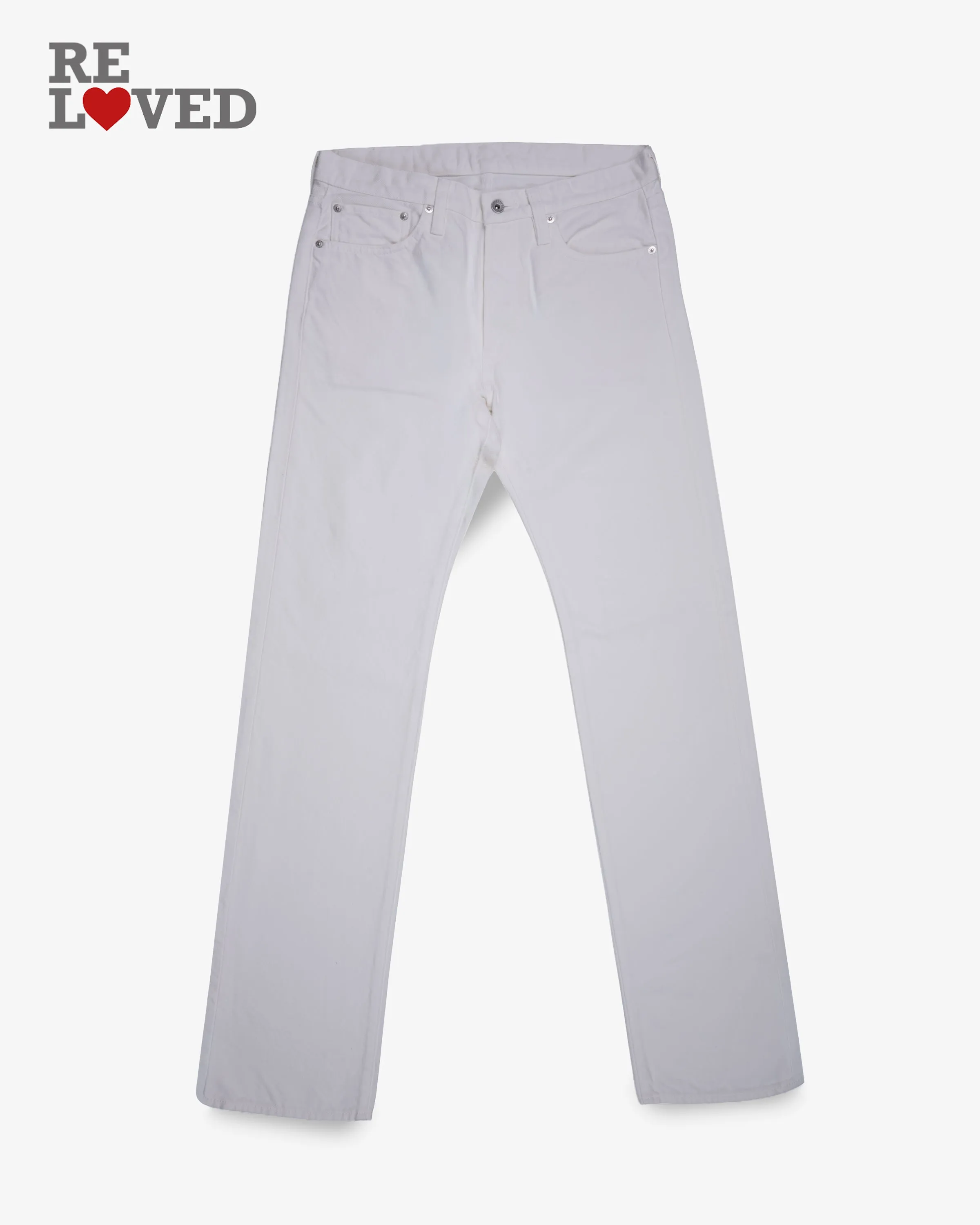 13.5oz Denim Straight Cut Jeans - White (IH-634-WT) Tag 32, Hemmed to 36.5" sold by Iron Heart