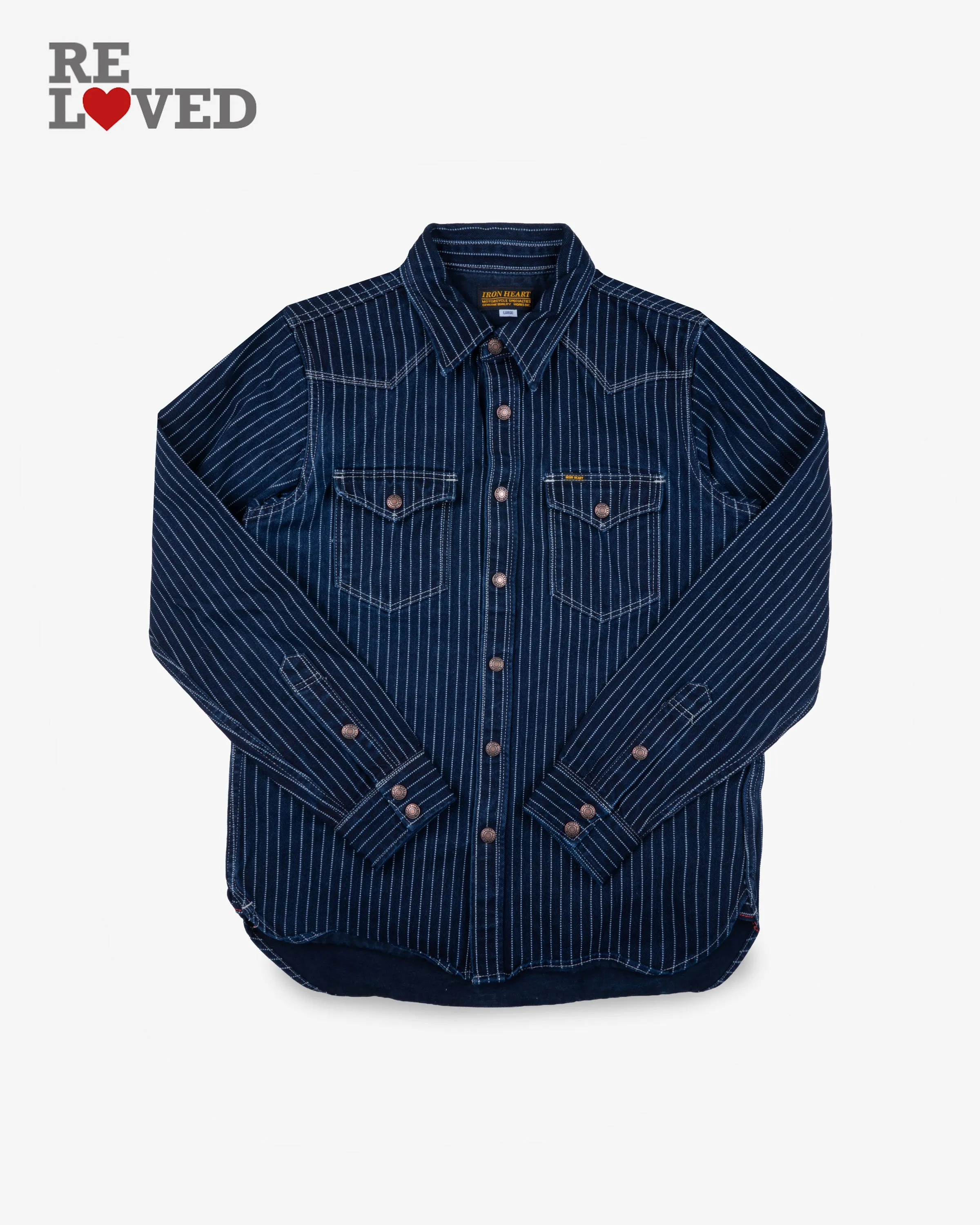 12oz Wabash Western Shirt - Indigo (IHSH-62-IND) Size Large sold by Iron Heart