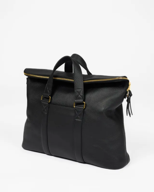 OGL Tumbled Leather Fold-Down Briefcase - Black made by Iron Heart
