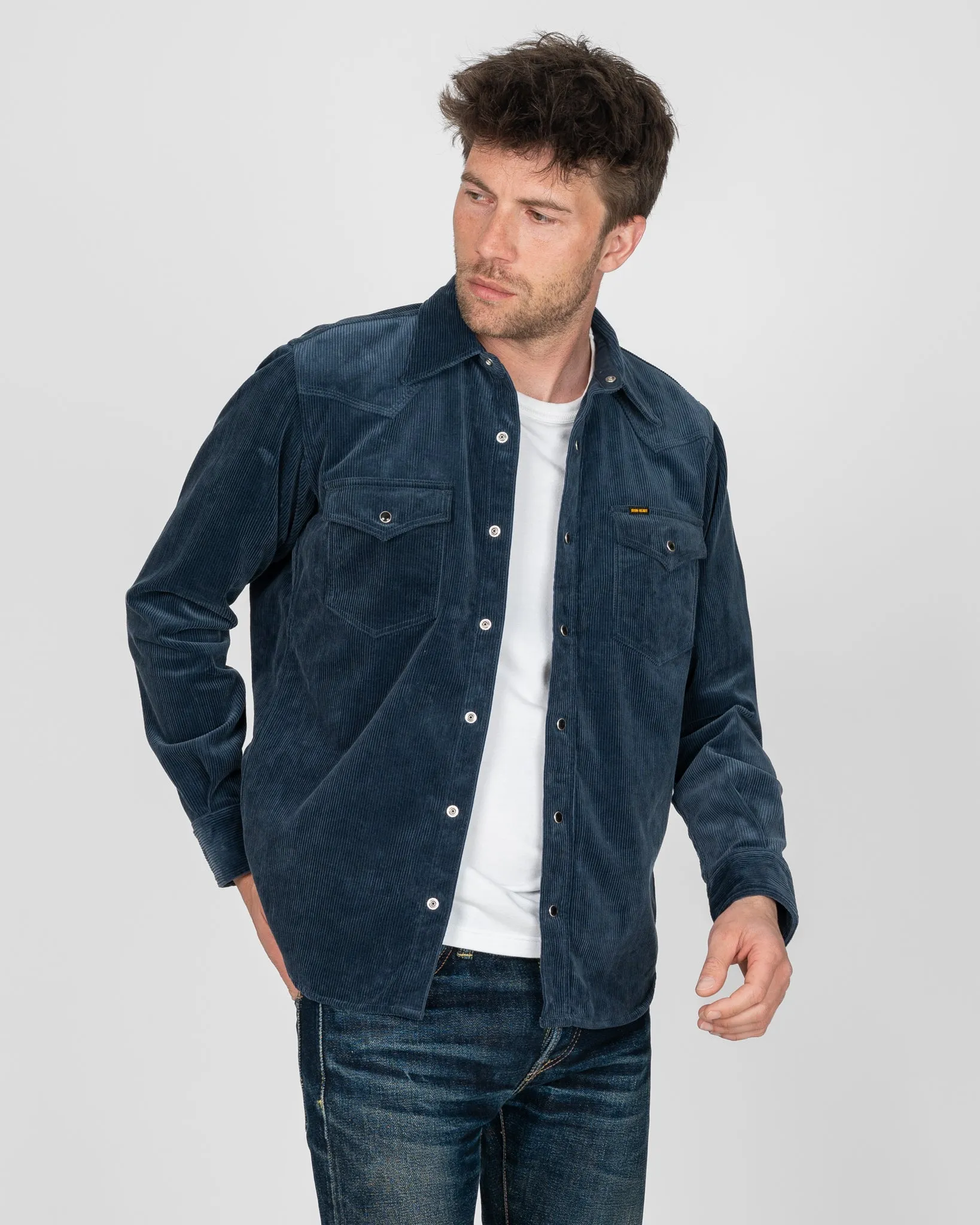 11oz Corduroy Western Shirt - Navy sold by Iron Heart product image thumbnail 4