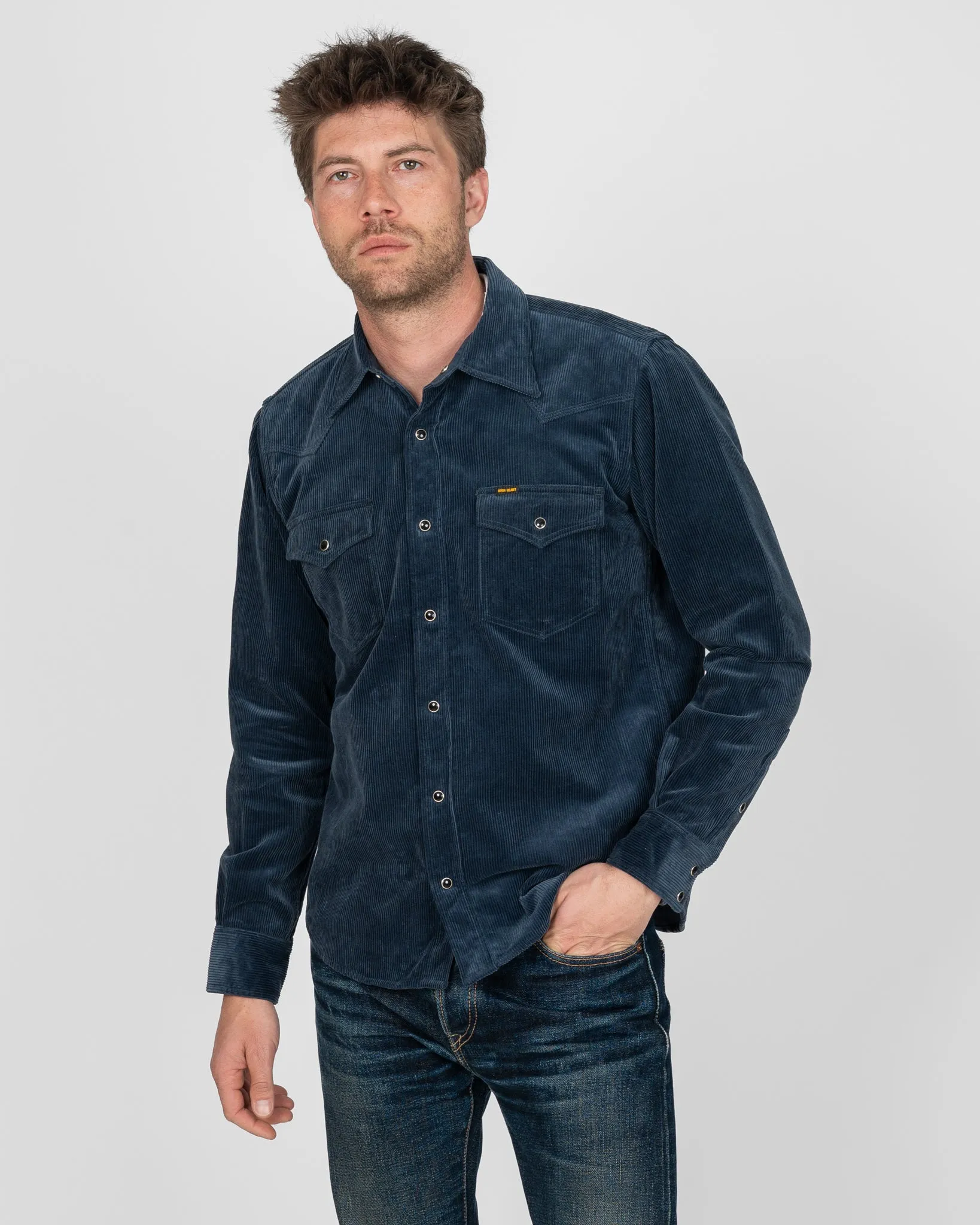 11oz Corduroy Western Shirt - Navy sold by Iron Heart product image thumbnail 2