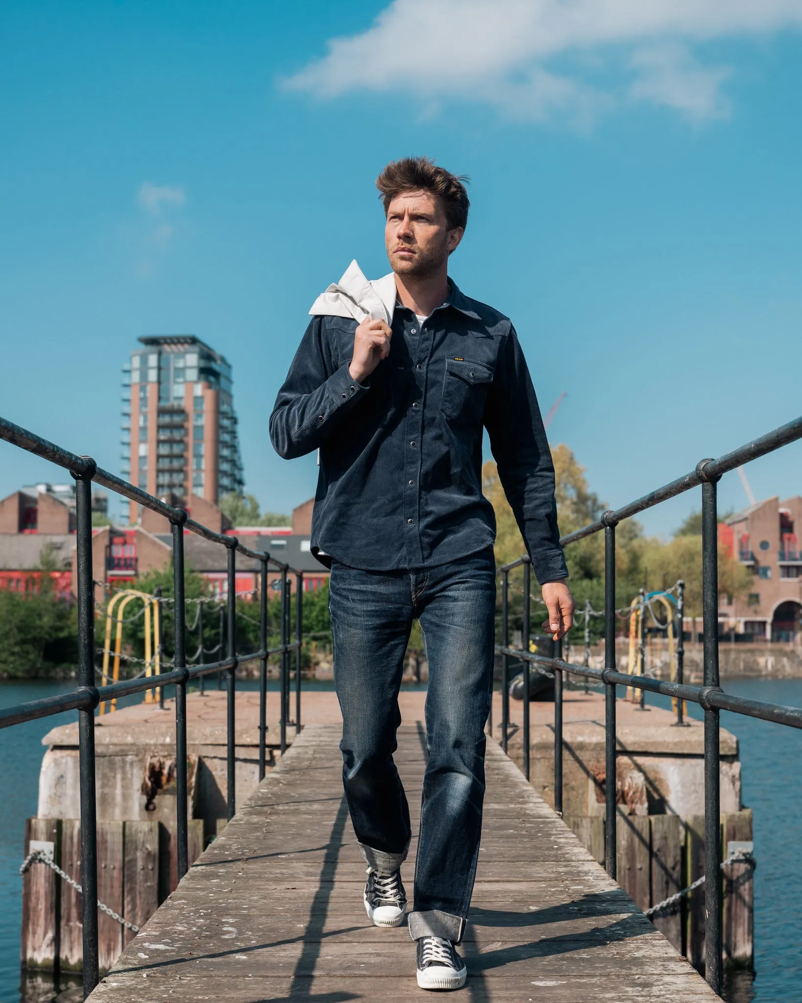 11oz Corduroy Western Shirt - Navy sold by Iron Heart product image thumbnail 3