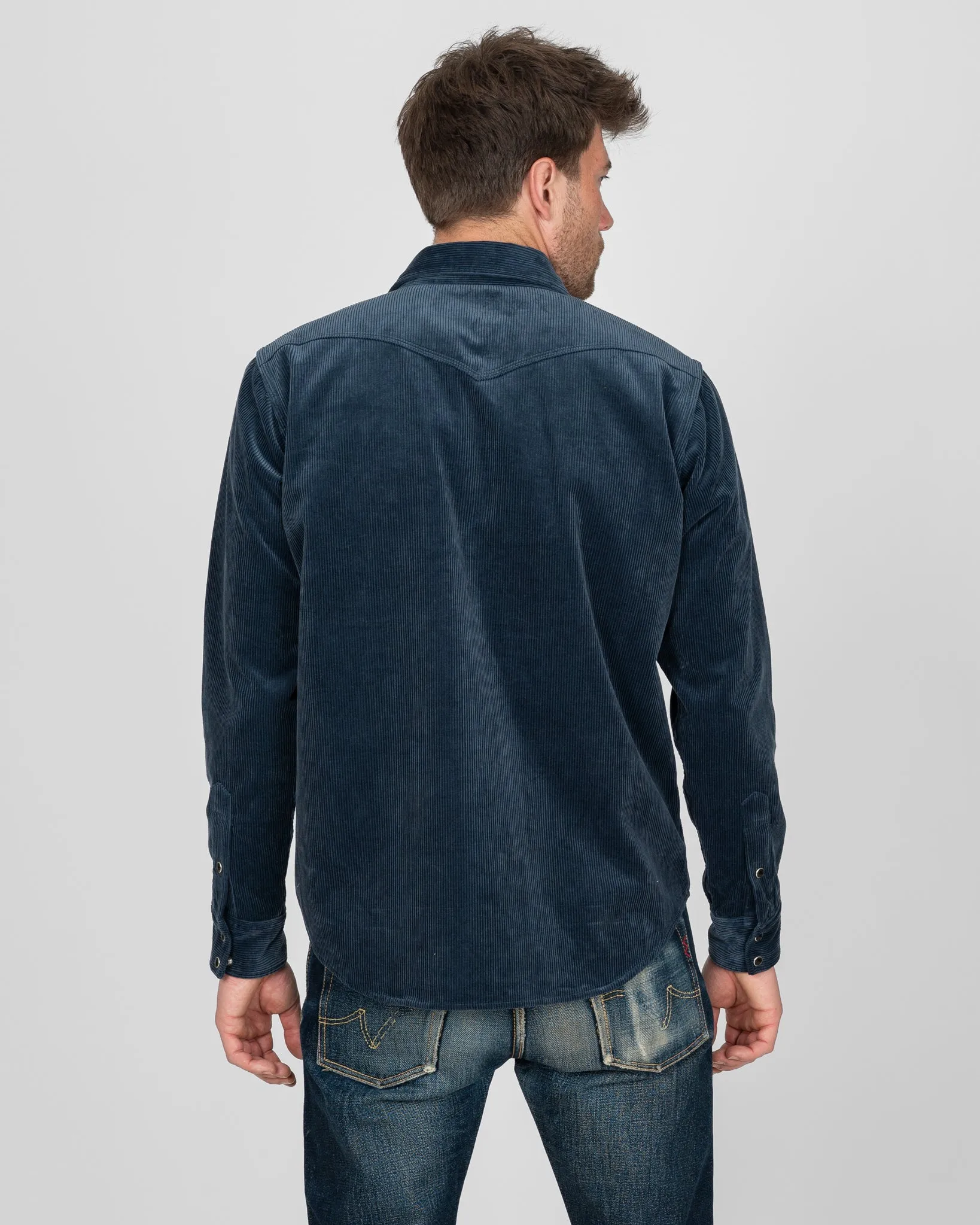 11oz Corduroy Western Shirt - Navy sold by Iron Heart product image thumbnail 5