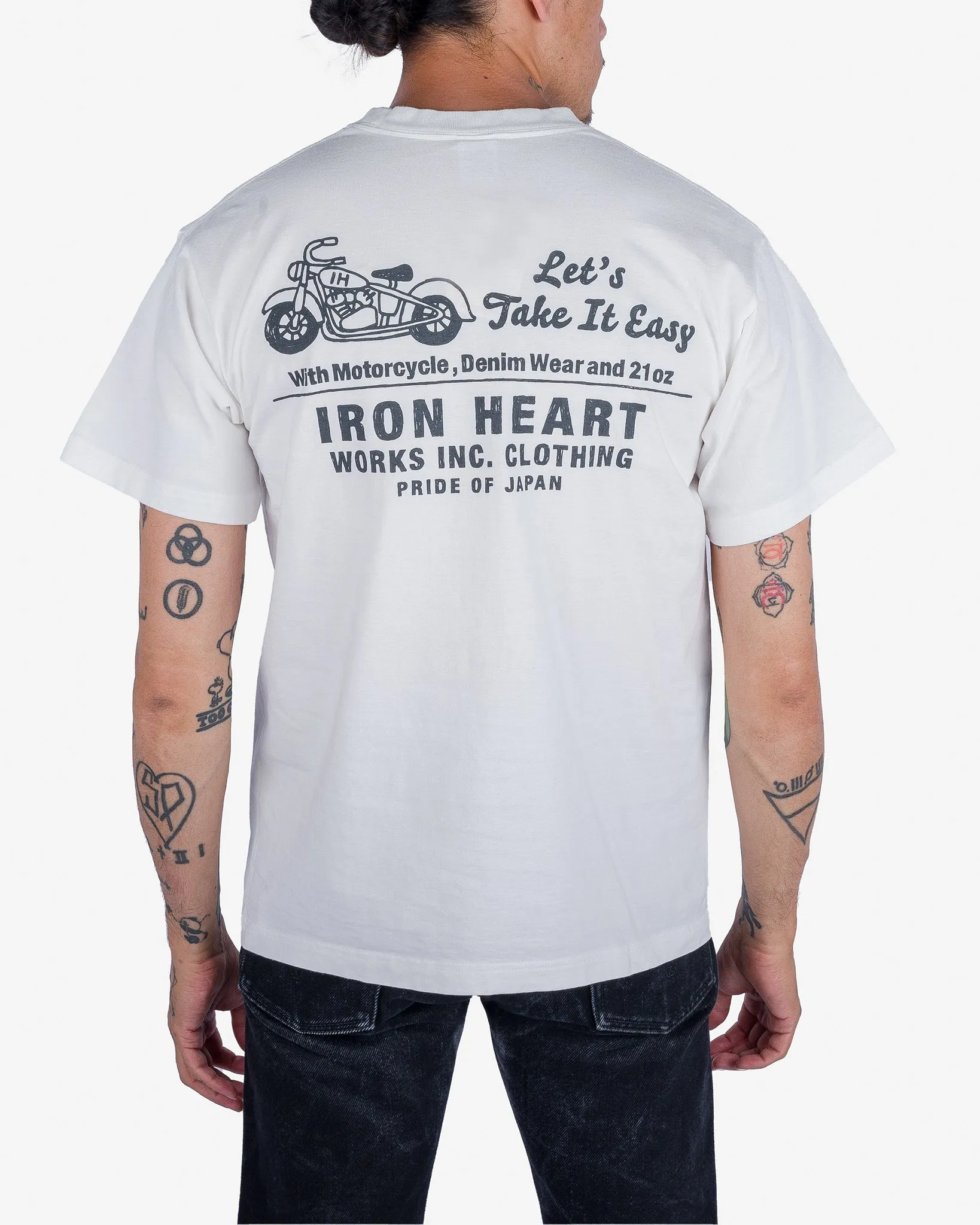 7.5oz Printed Loopwheel Crew Neck T-Shirt - White sold by Iron Heart product image thumbnail 3