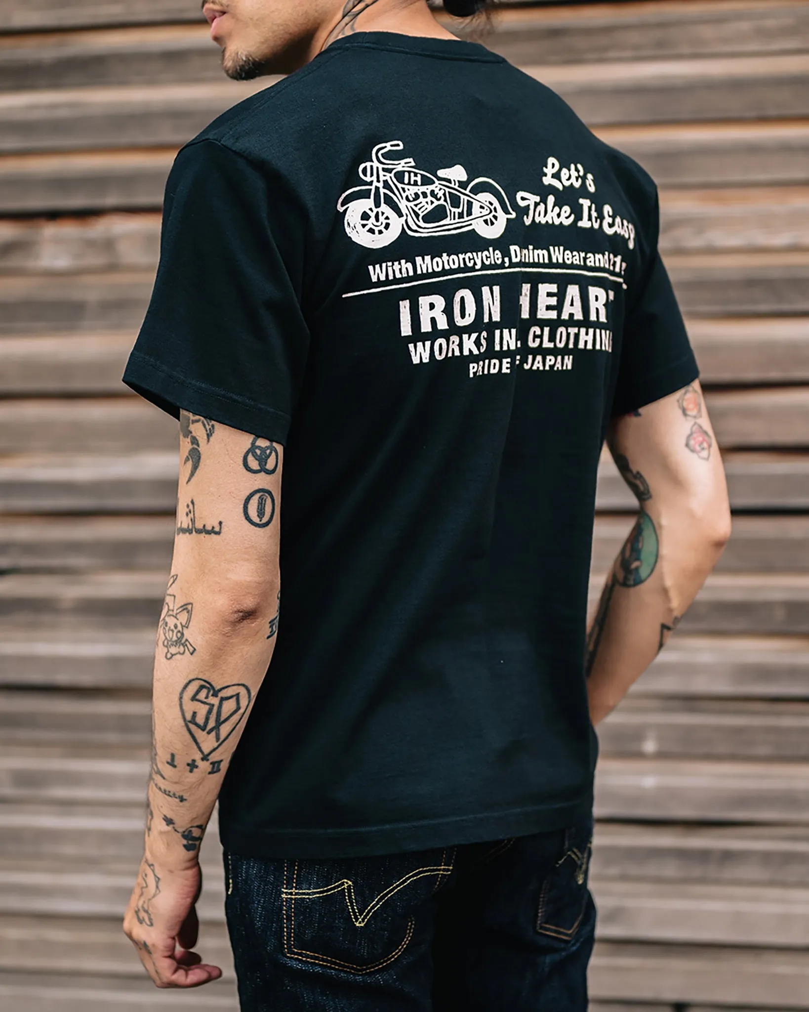7.5oz Printed Loopwheel Crew Neck T-Shirt - Black sold by Iron Heart product image thumbnail 4