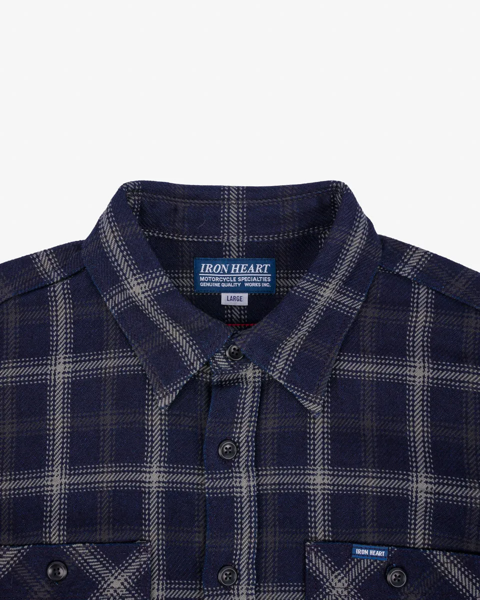 9oz Selvedge Indigo Check Flannel Work Shirt - Black sold by Iron Heart product image thumbnail 5