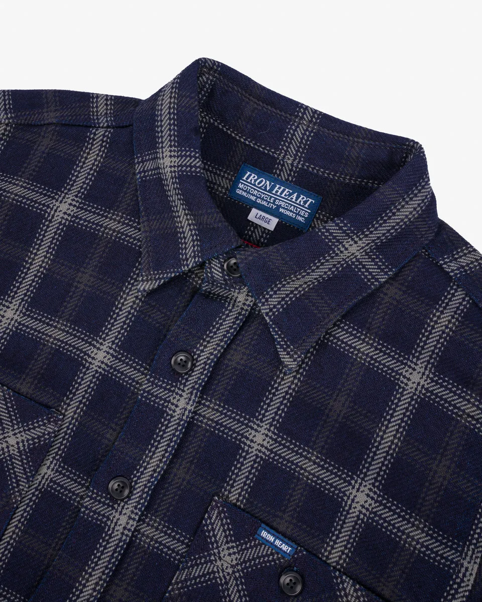 9oz Selvedge Indigo Check Flannel Work Shirt - Black sold by Iron Heart product image thumbnail 4