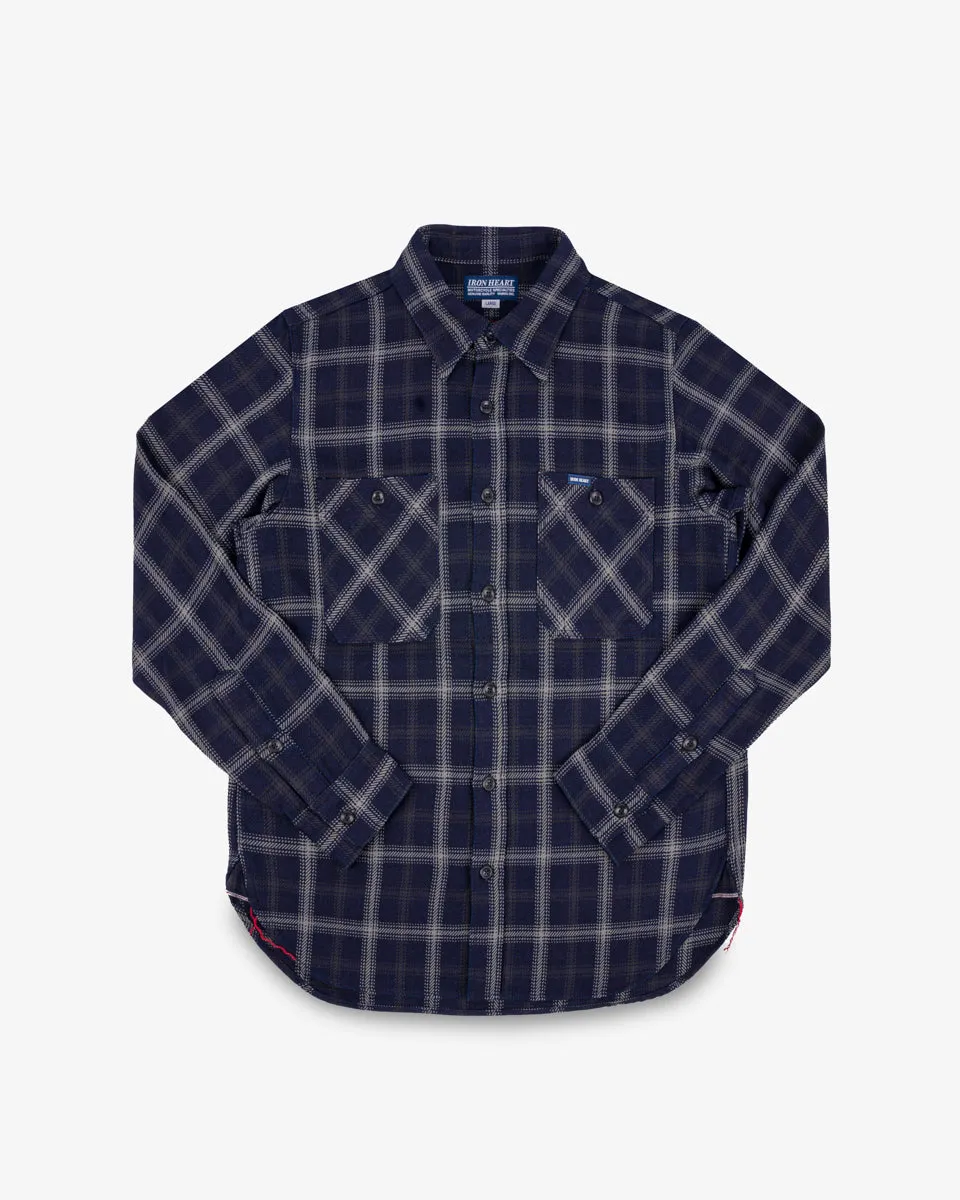 9oz Selvedge Indigo Check Flannel Work Shirt - Black sold by Iron Heart