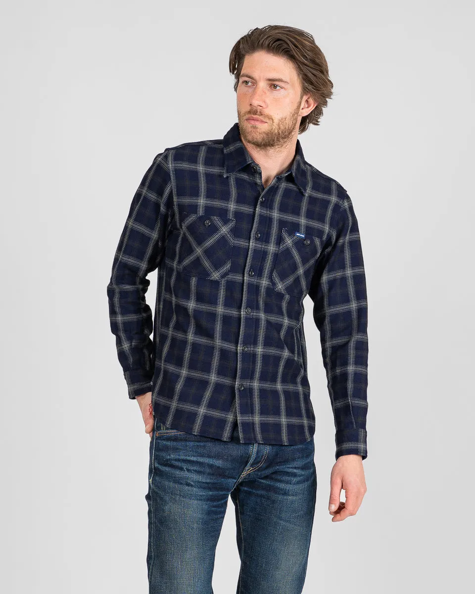 9oz Selvedge Indigo Check Flannel Work Shirt - Black sold by Iron Heart product image thumbnail 2