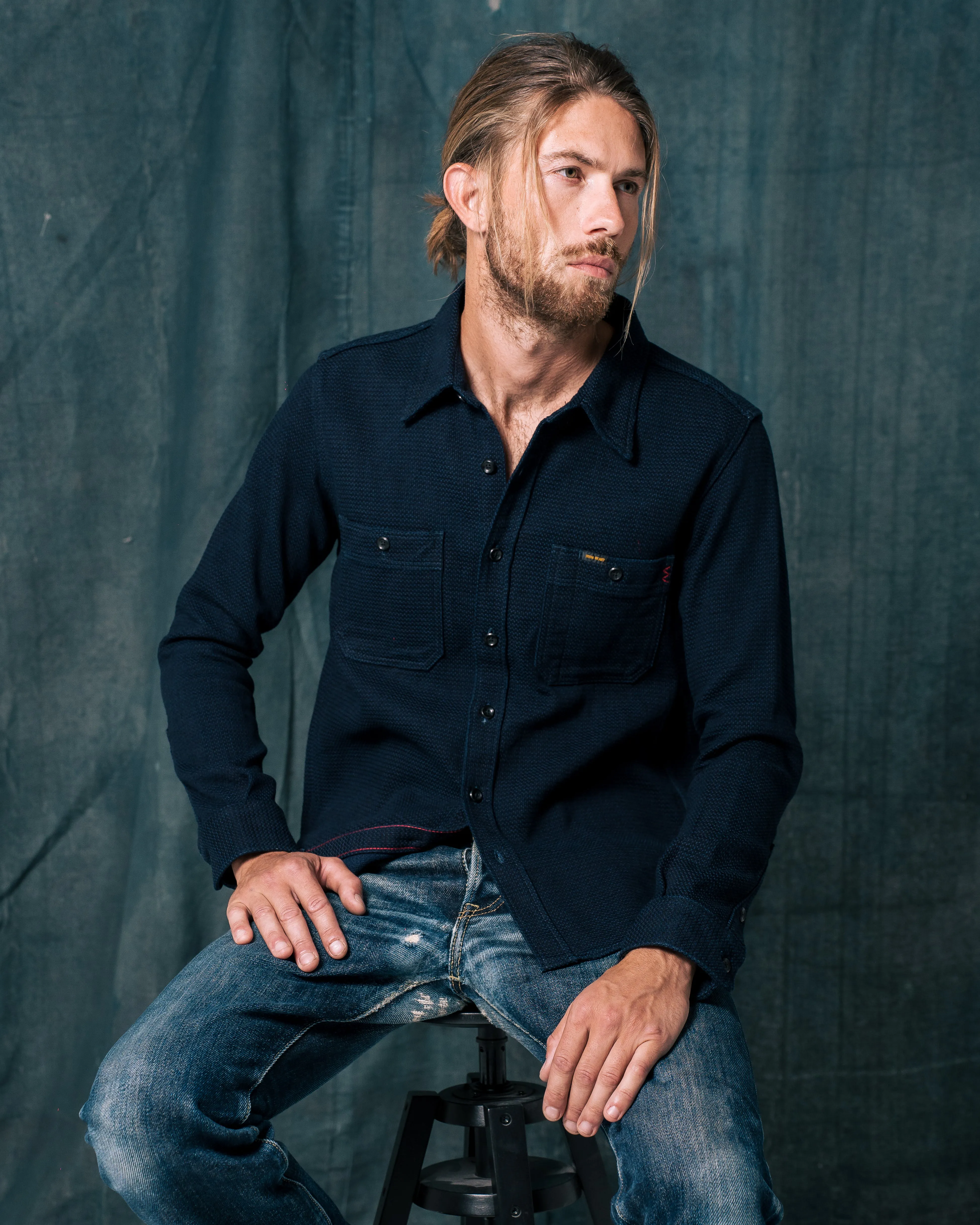 12oz Dobby Cloth Work Shirt - Indigo sold by Iron Heart product image thumbnail 4
