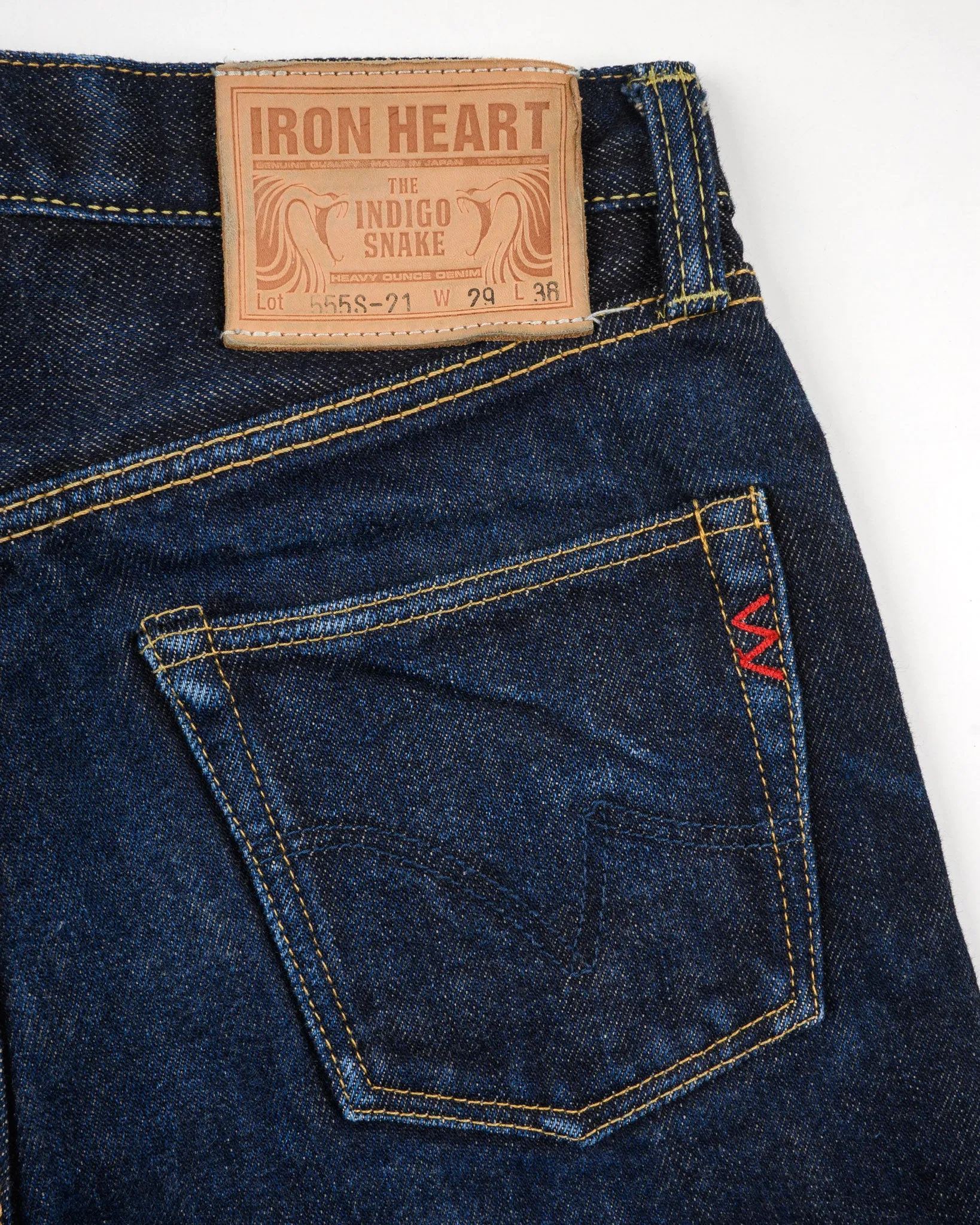 21oz Selvedge Denim Slim Cut Jeans - Indigo (IH-555s-21) Tag 29, Hemmed 28.5" sold by Iron Heart product image thumbnail 3
