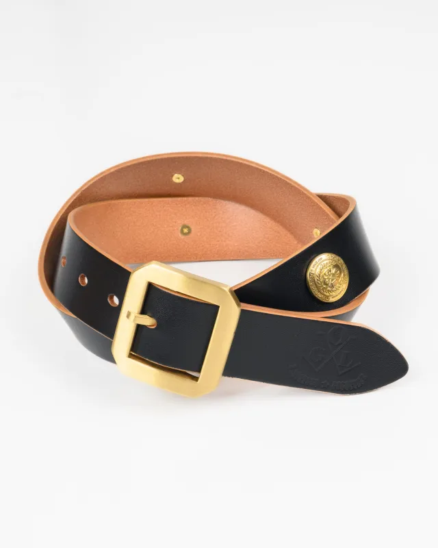 OGL Single Prong Concho Belt - Black made by Iron Heart