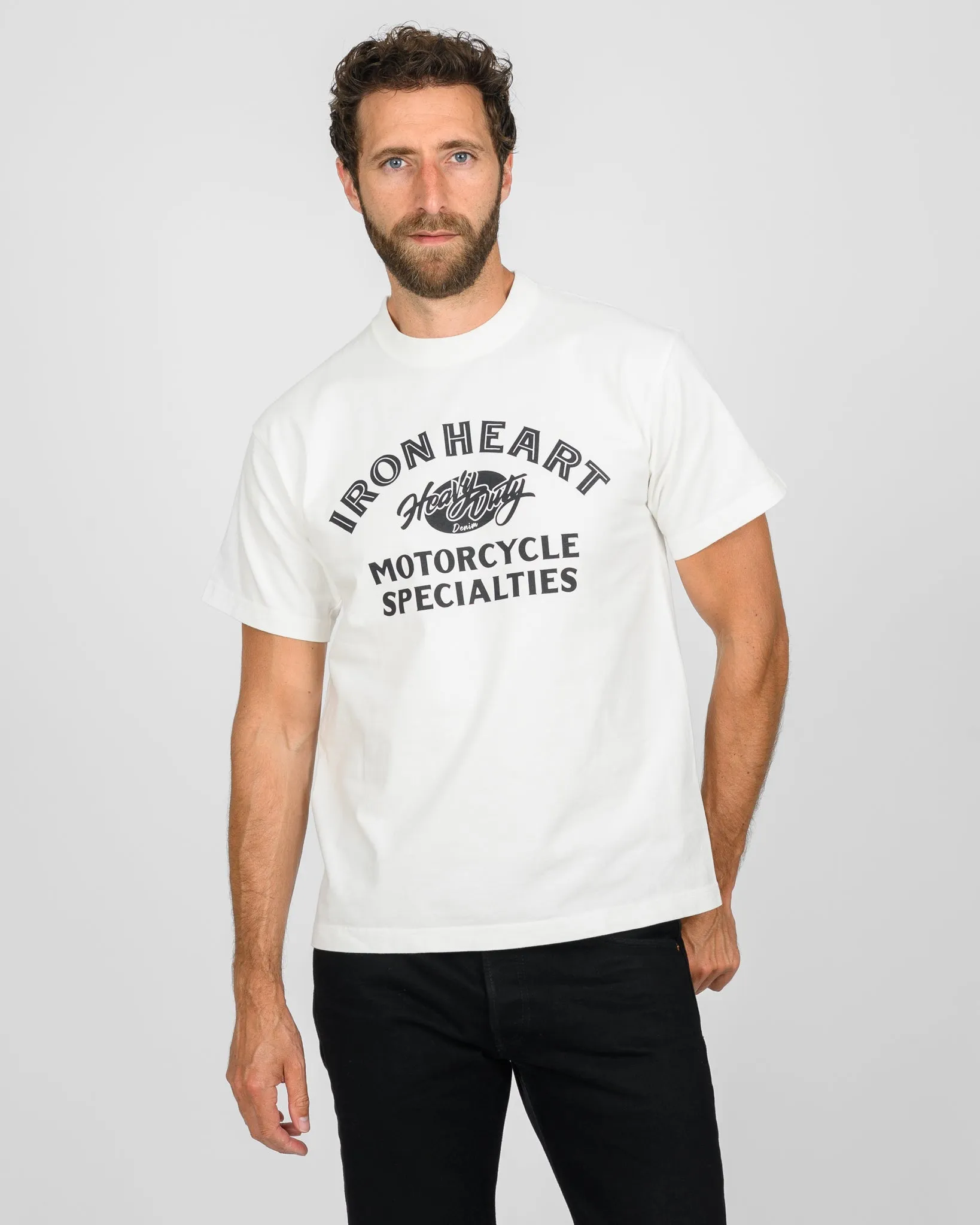 7.5oz Printed Loopwheel Crew Neck T-Shirt - White sold by Iron Heart product image thumbnail 2