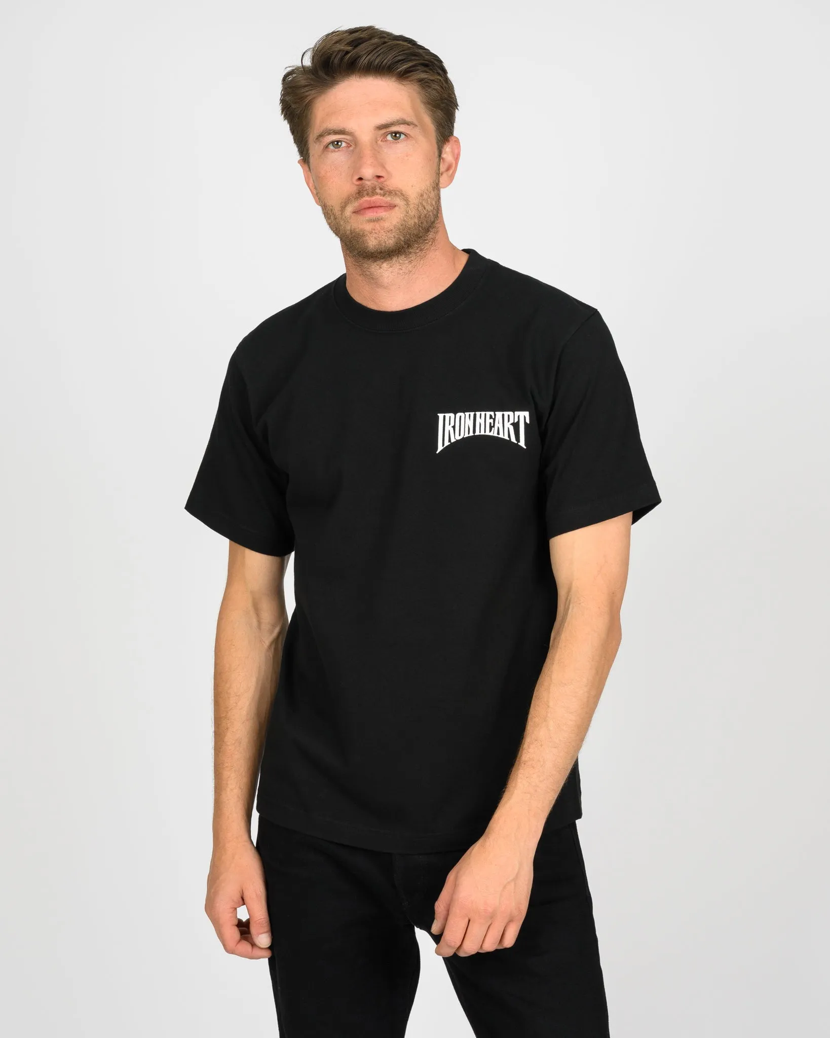 7.5oz Printed Loopwheel Crew Neck T-Shirt - Black sold by Iron Heart product image thumbnail 2