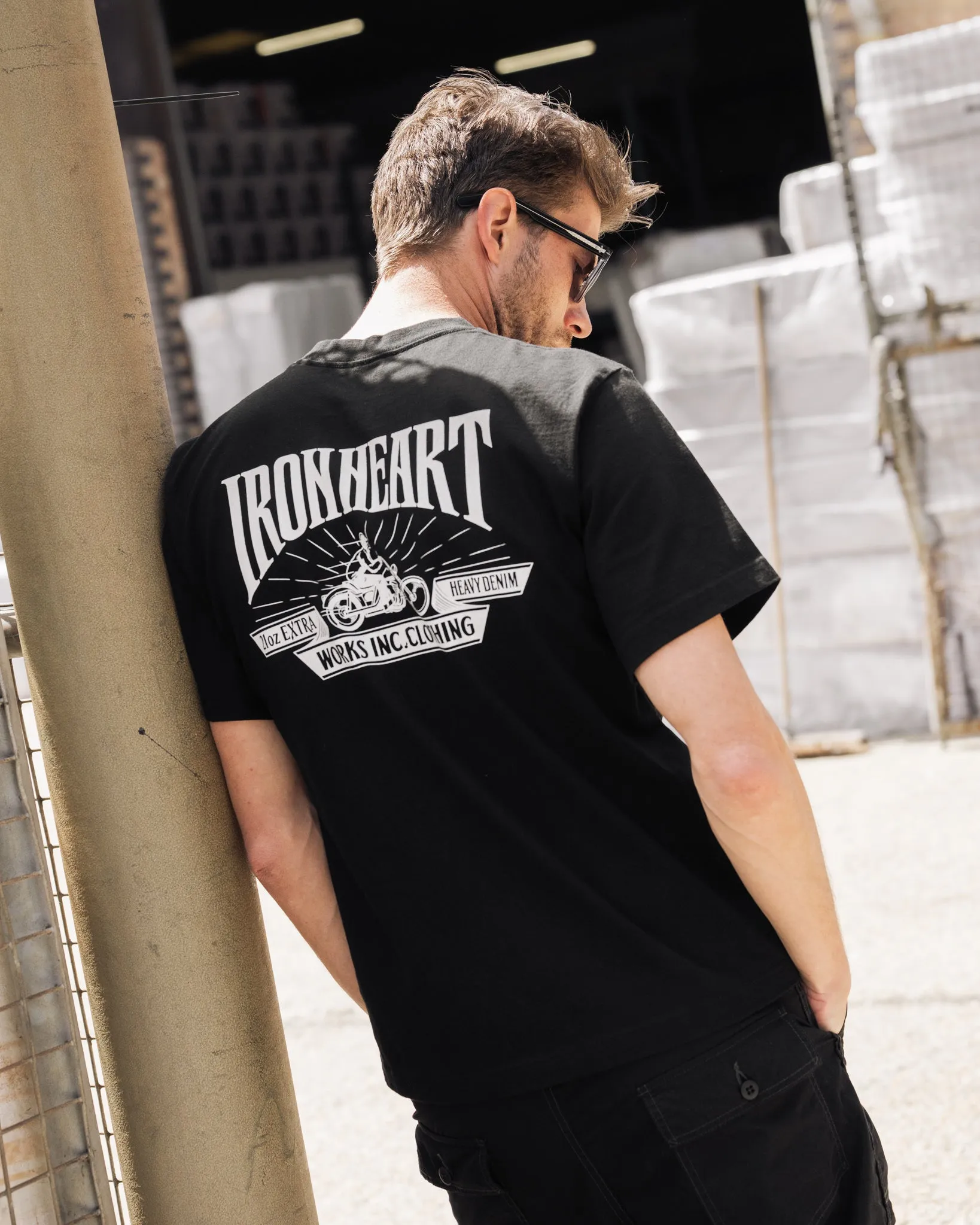 7.5oz Printed Loopwheel Crew Neck T-Shirt - Black sold by Iron Heart product image thumbnail 4