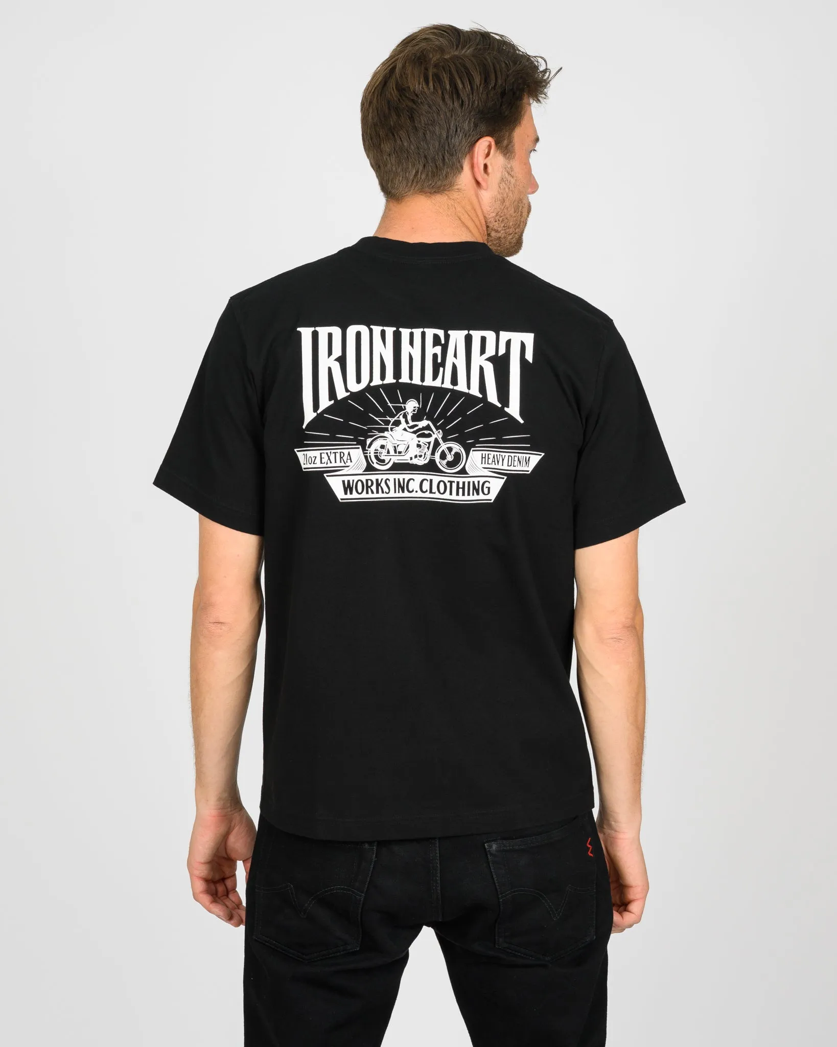 7.5oz Printed Loopwheel Crew Neck T-Shirt - Black sold by Iron Heart product image thumbnail 3