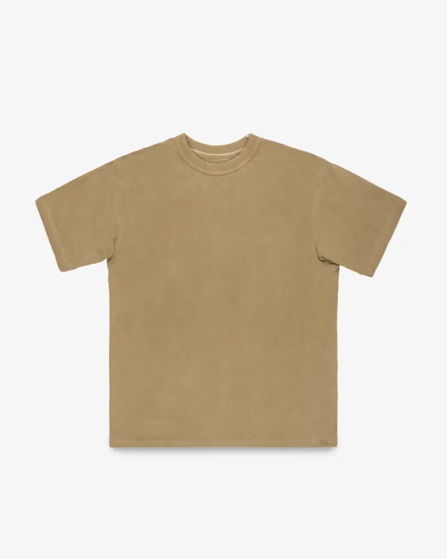 UTILITEES - 5.5oz Loopwheel Crew Neck T-Shirt - Khaki made by Iron Heart
