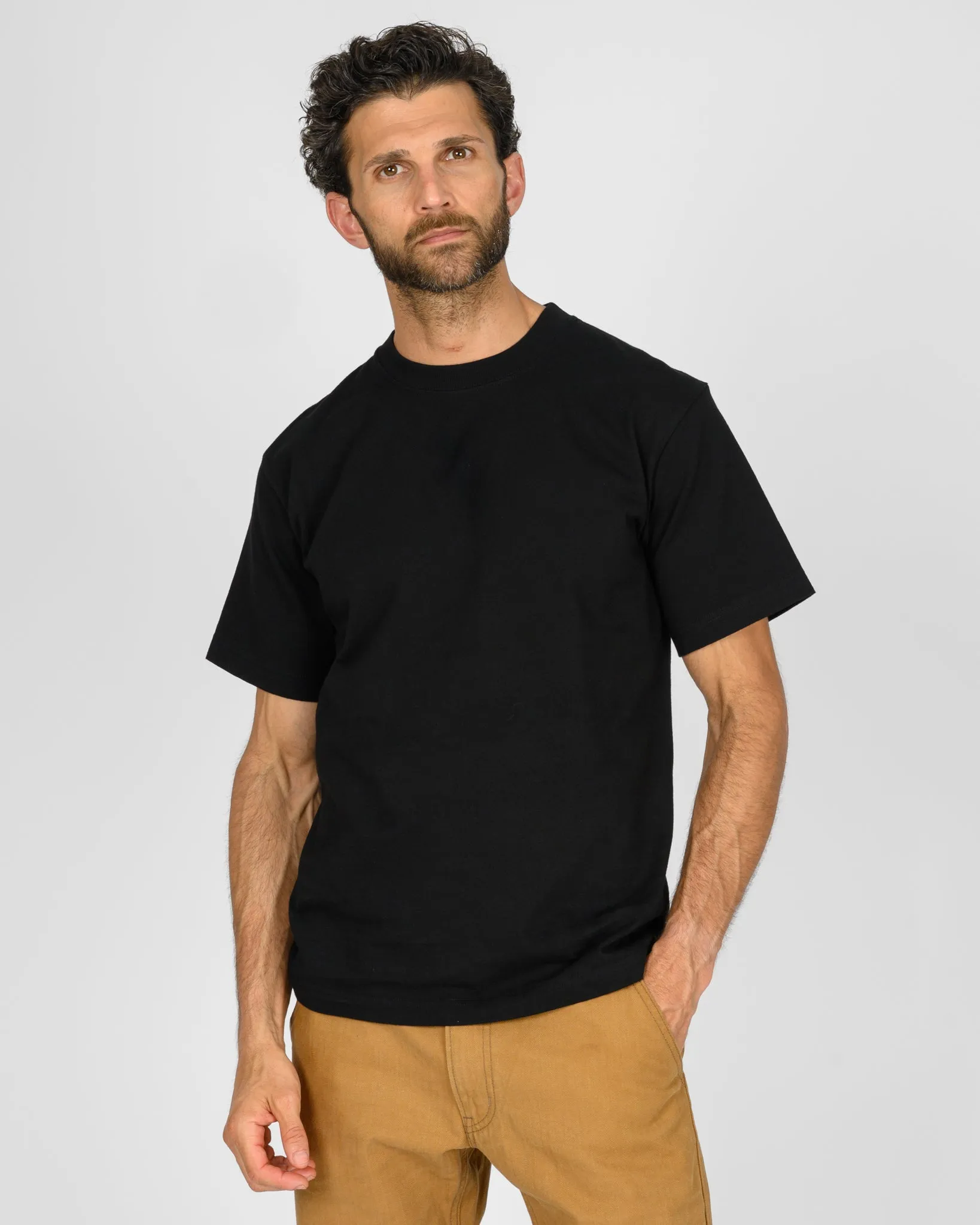 7.5oz Loopwheel Crew Neck T-Shirt - Black sold by Iron Heart product image thumbnail 2