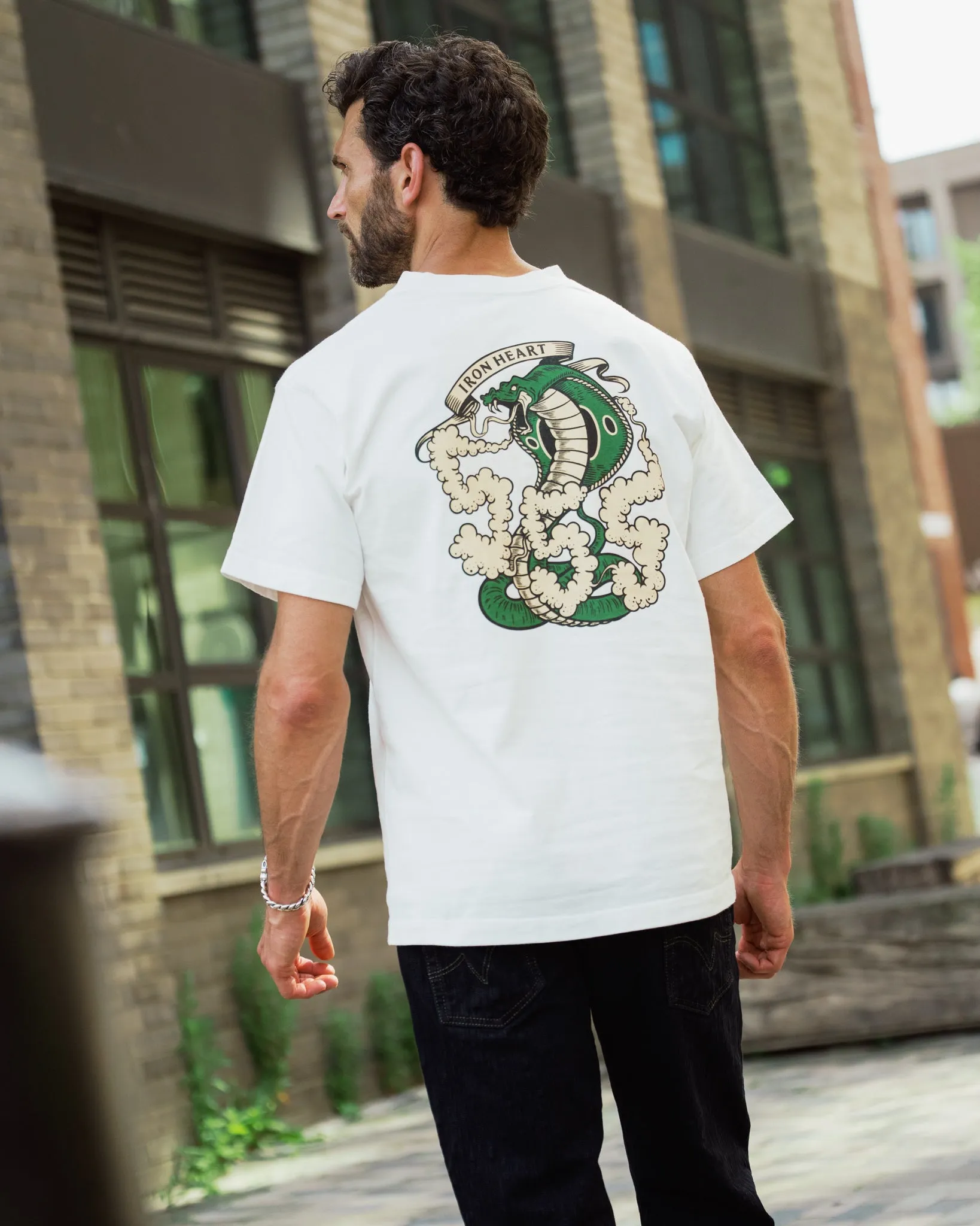 7.5oz Printed Loopwheel Crew Neck T-Shirt - White sold by Iron Heart product image thumbnail 4