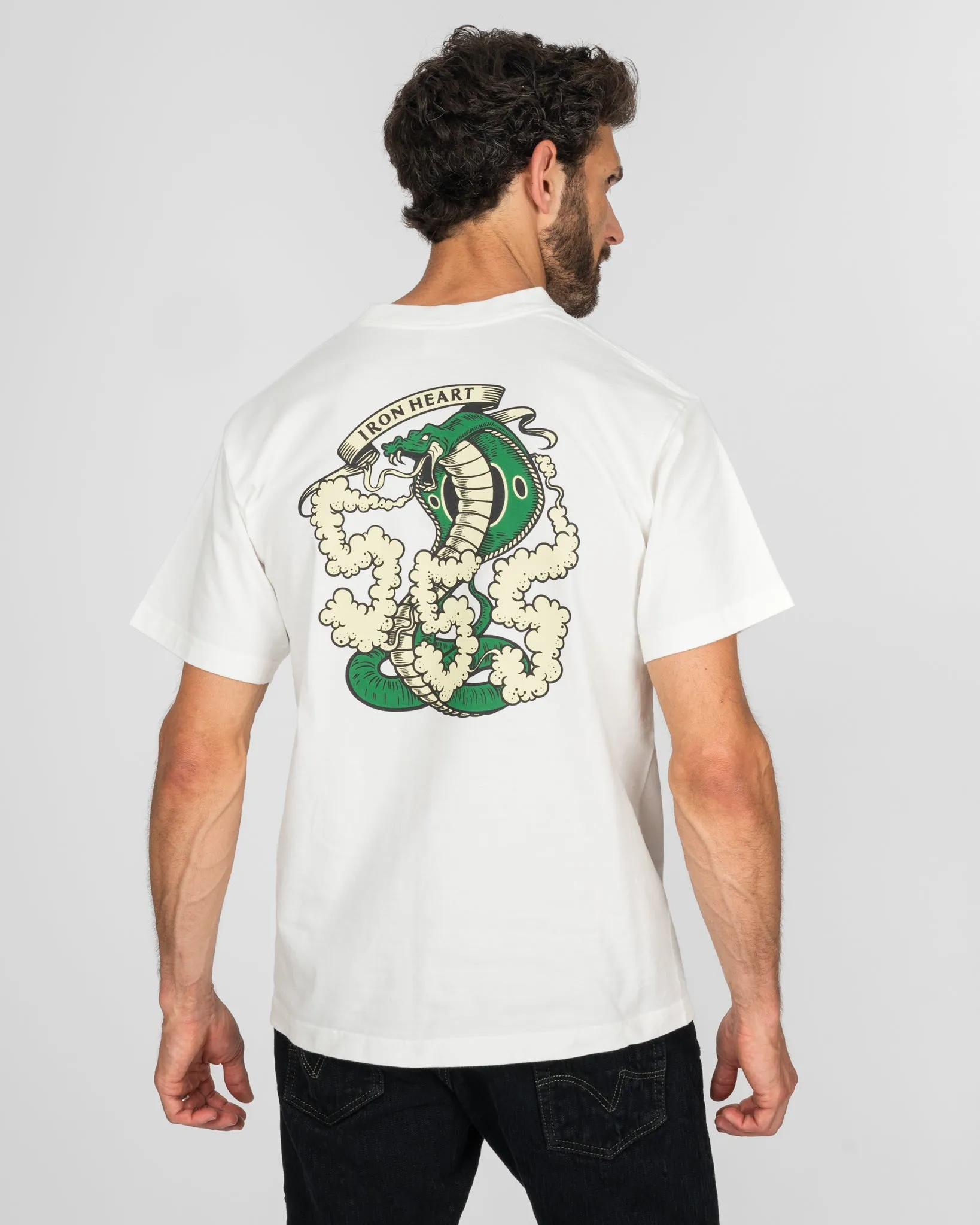 7.5oz Printed Loopwheel Crew Neck T-Shirt - White sold by Iron Heart product image thumbnail 2