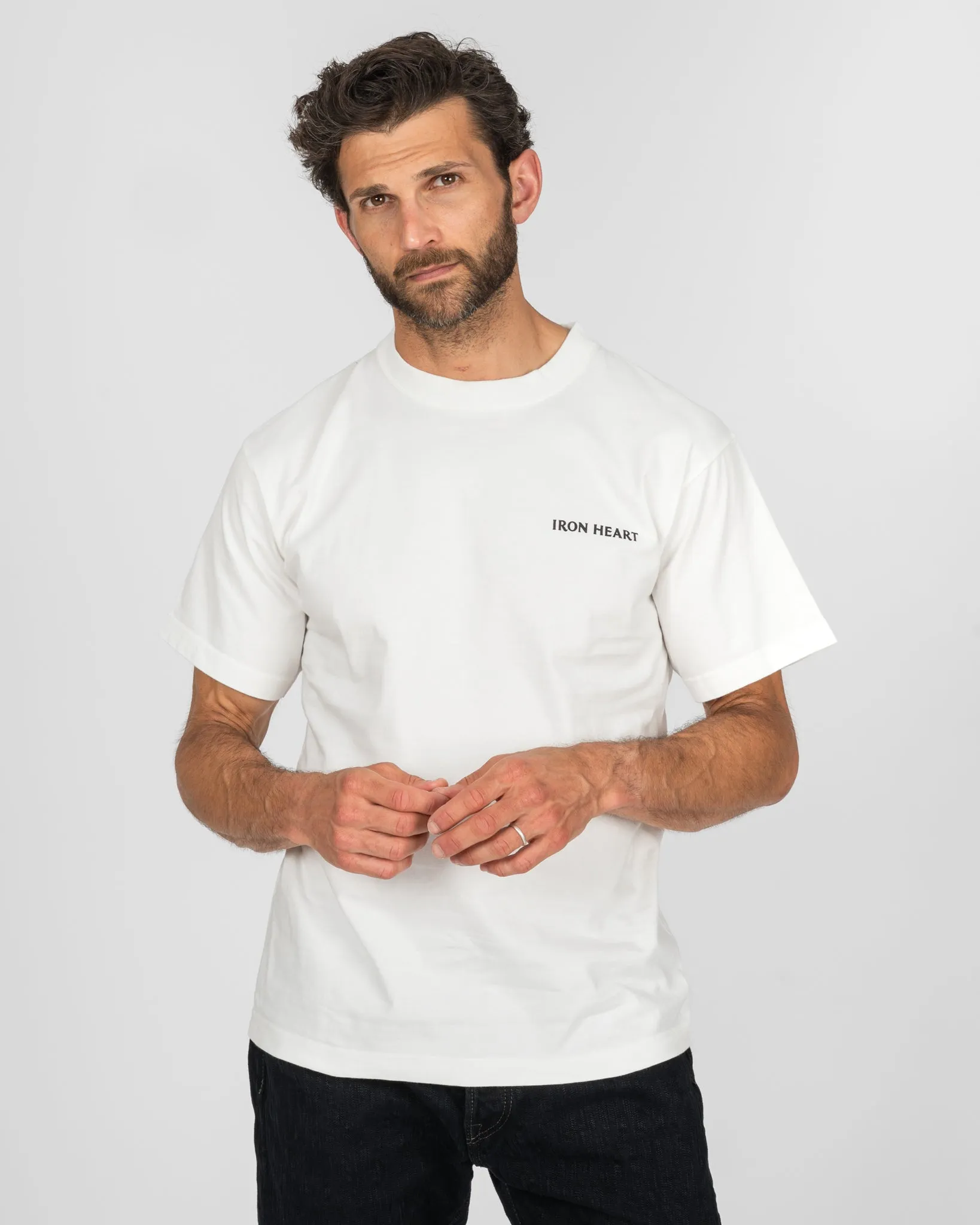 7.5oz Printed Loopwheel Crew Neck T-Shirt - White sold by Iron Heart product image thumbnail 3